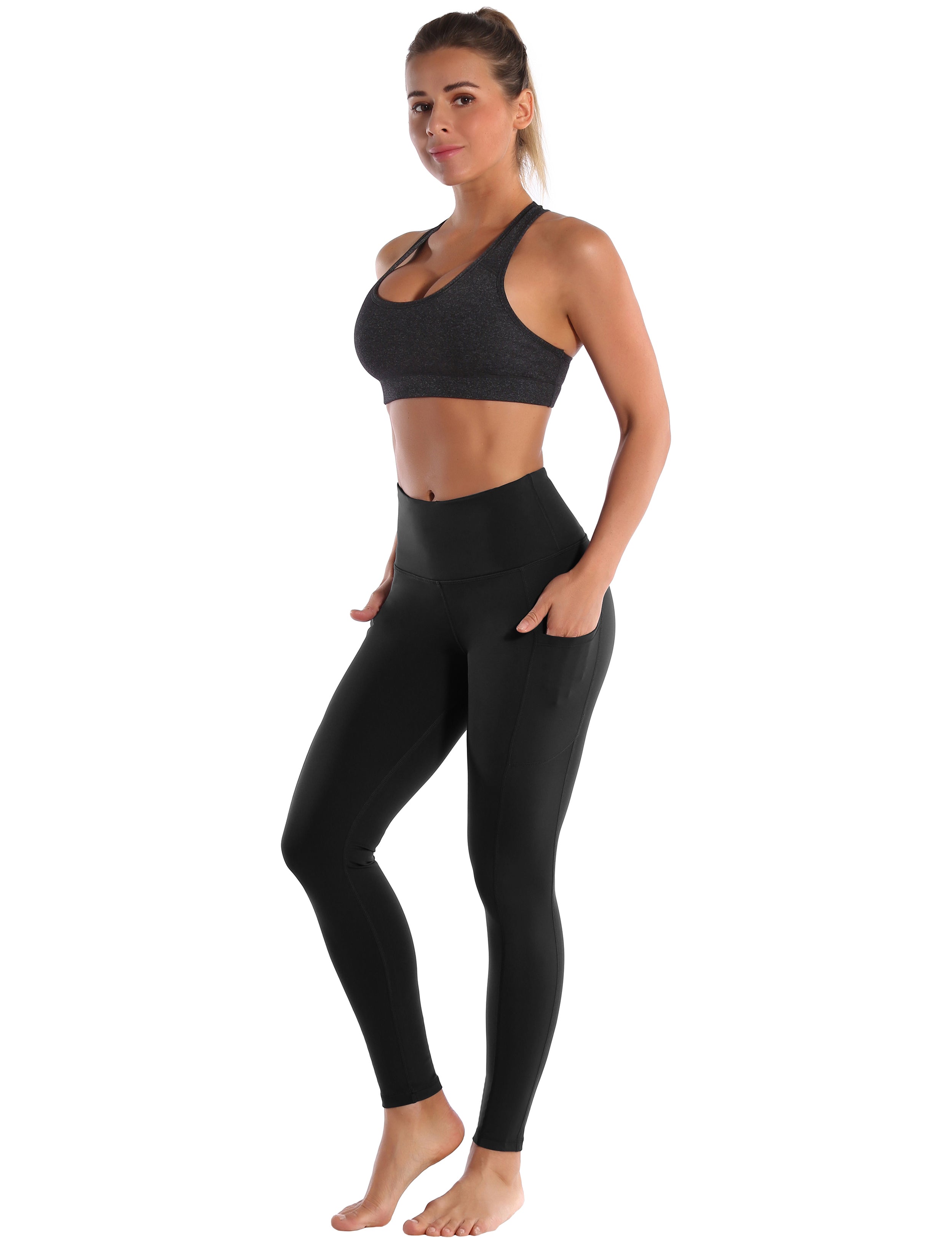 Hip Line Side Pockets Jogging Pants black Sexy Hip Line Side Pockets 75%Nylon/25%Spandex Fabric doesn't attract lint easily 4-way stretch No see-through Moisture-wicking Tummy control Inner pocket Two lengths