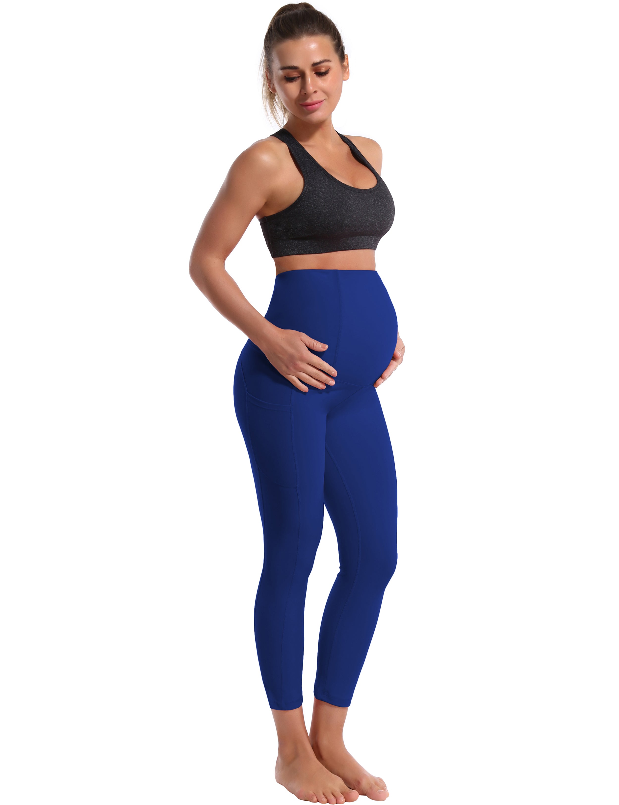 22" Side Pockets Maternity Tall Size Pants navy 87%Nylon/13%Spandex Softest-ever fabric High elasticity 4-way stretch Fabric doesn't attract lint easily No see-through Moisture-wicking Machine wash