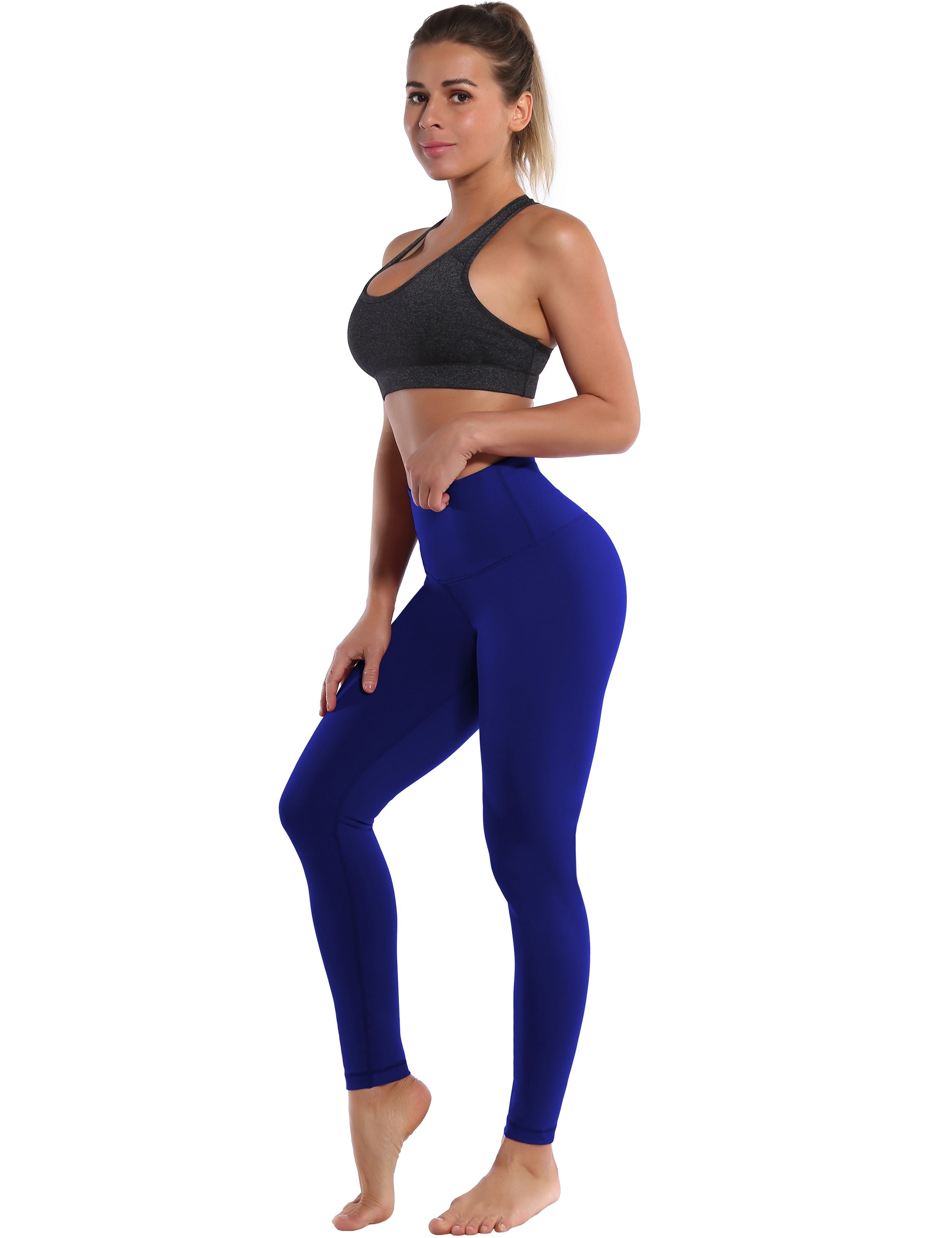 High Waist Tall Size Pants navy 75%Nylon/25%Spandex Fabric doesn't attract lint easily 4-way stretch No see-through Moisture-wicking Tummy control Inner pocket Four lengths