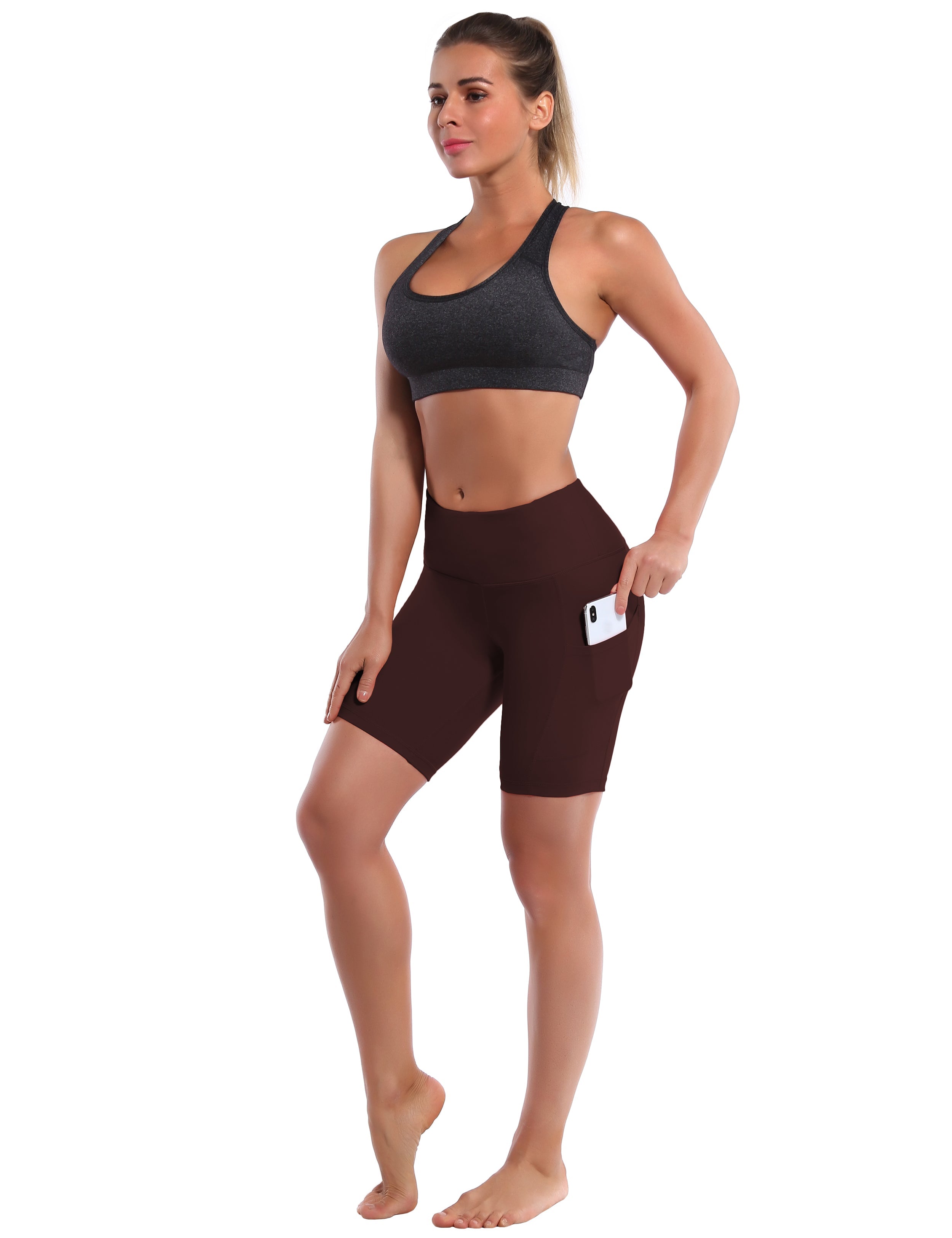 8" Side Pockets Jogging Shorts mahoganymaroon Sleek, soft, smooth and totally comfortable: our newest style is here. Softest-ever fabric High elasticity High density 4-way stretch Fabric doesn't attract lint easily No see-through Moisture-wicking Machine wash 75% Nylon, 25% Spandex