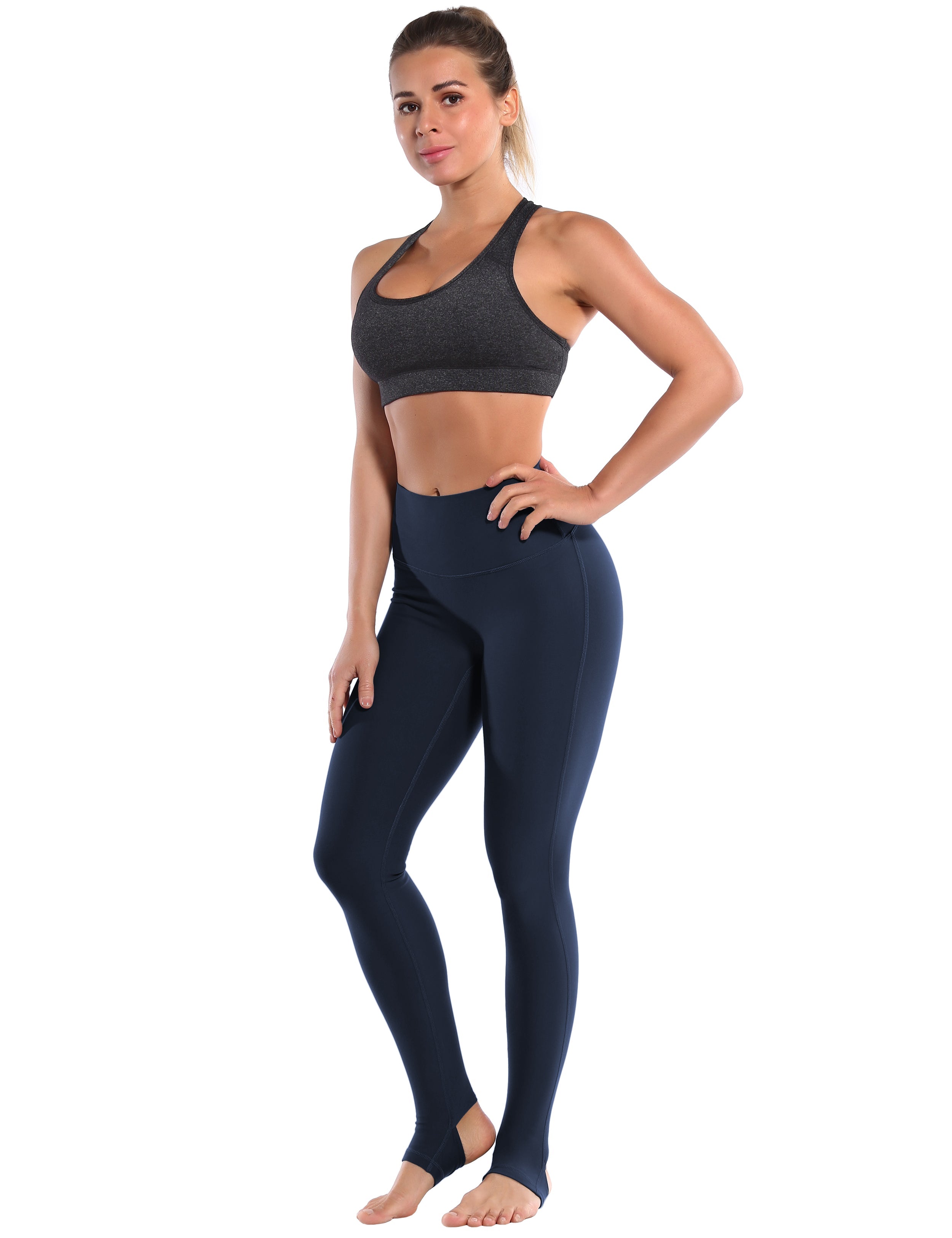 Over the Heel Plus Size Pants darknavy Over the Heel Design 87%Nylon/13%Spandex Fabric doesn't attract lint easily 4-way stretch No see-through Moisture-wicking Tummy control