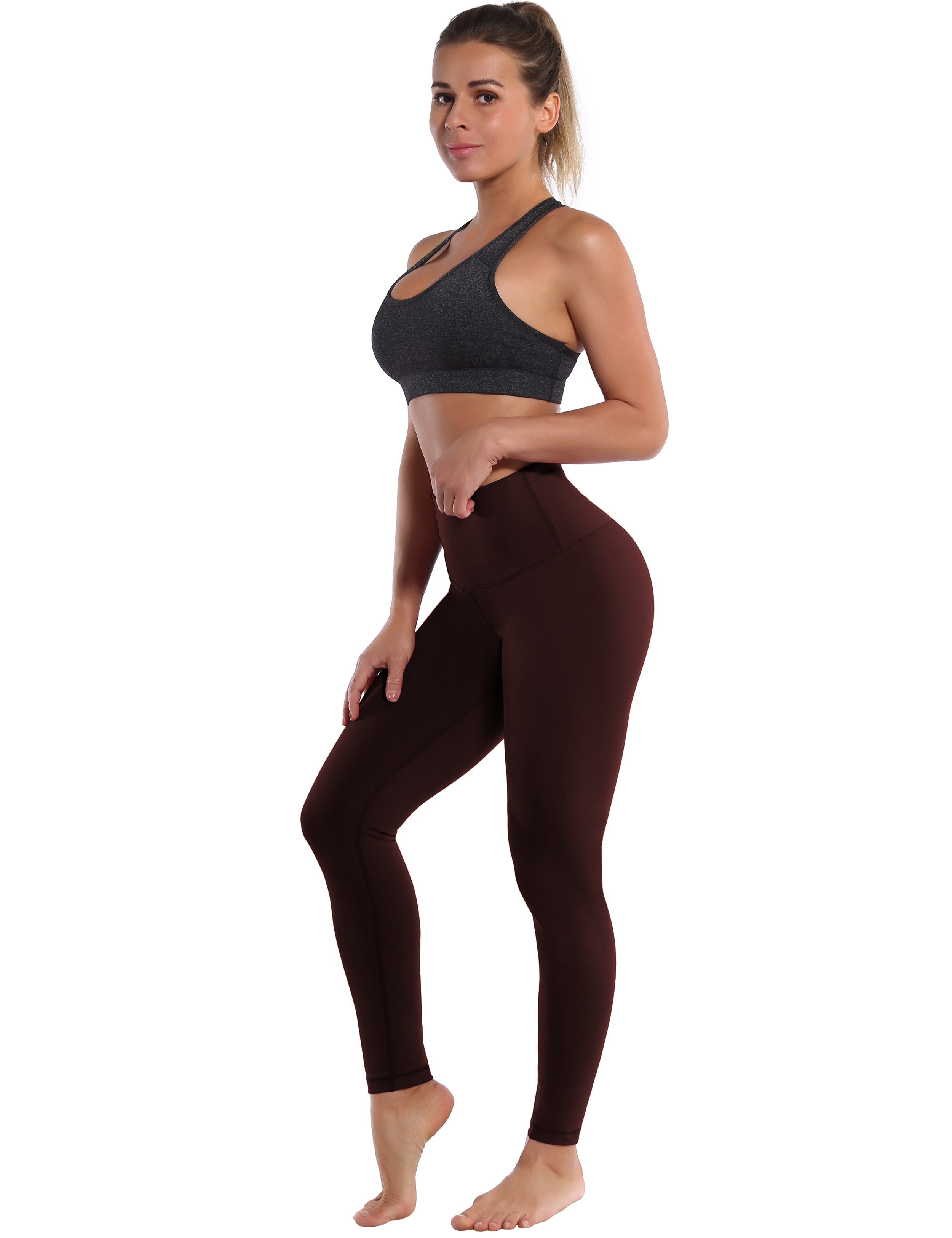 High Waist Tall Size Pants mahoganymaroon 75%Nylon/25%Spandex Fabric doesn't attract lint easily 4-way stretch No see-through Moisture-wicking Tummy control Inner pocket Four lengths