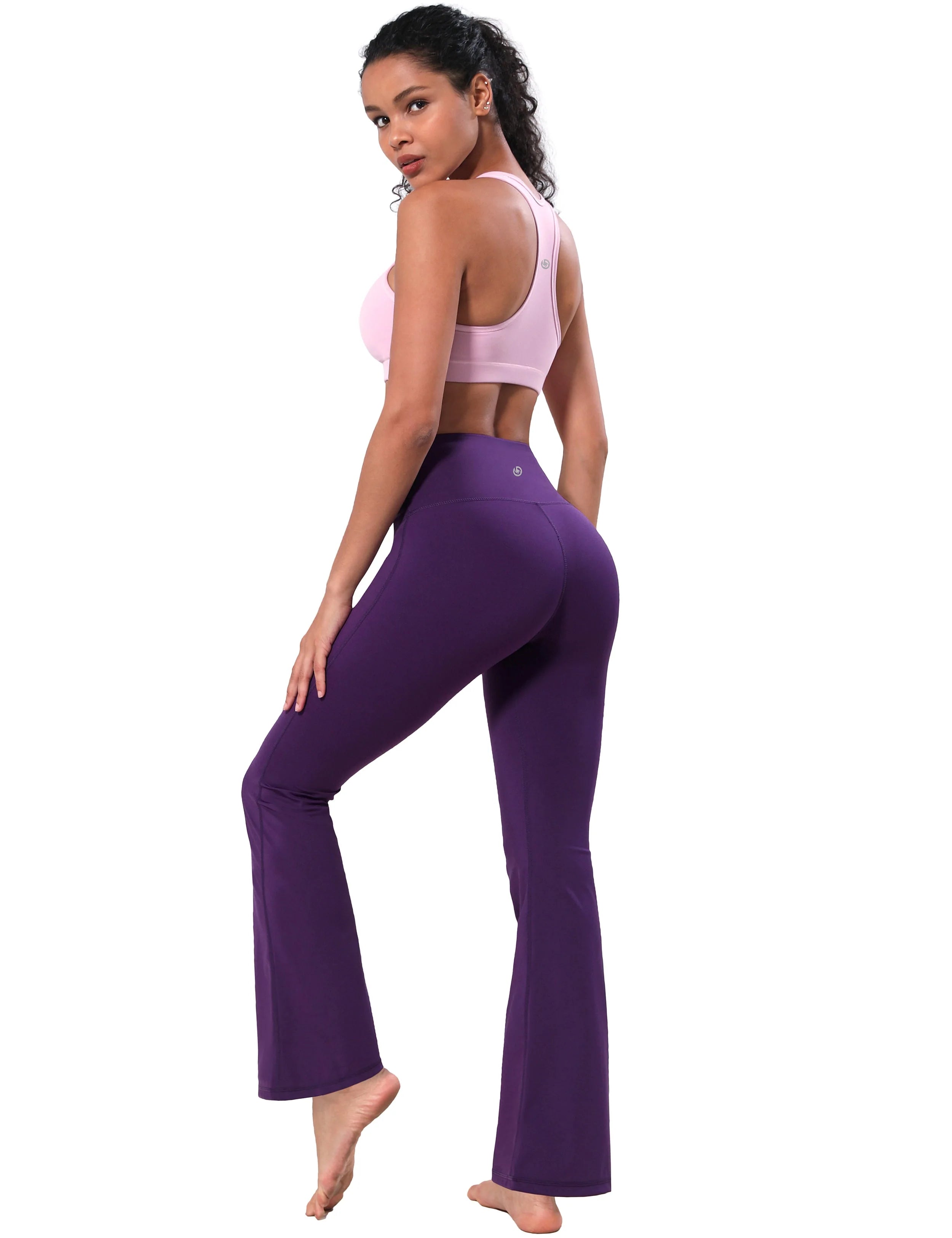 High Waist Bootcut Leggings pansypurple 75%Nylon/25%Spandex Fabric doesn't attract lint easily 4-way stretch No see-through Moisture-wicking Tummy control Inner pocket Five lengths