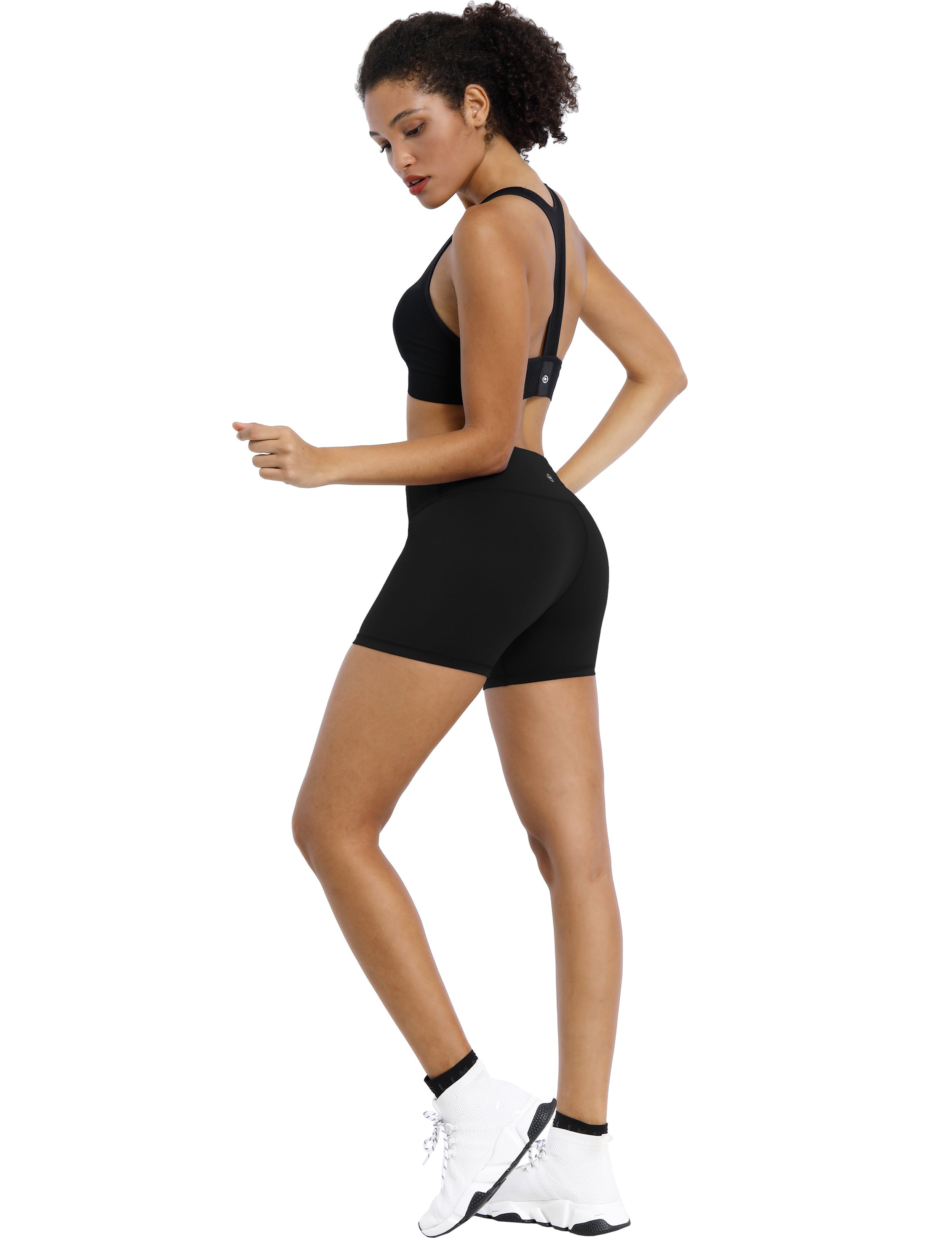 4" Tall Size Shorts black Sleek, soft, smooth and totally comfortable: our newest style is here. Softest-ever fabric High elasticity High density 4-way stretch Fabric doesn't attract lint easily No see-through Moisture-wicking Machine wash 75% Nylon, 25% Spandex