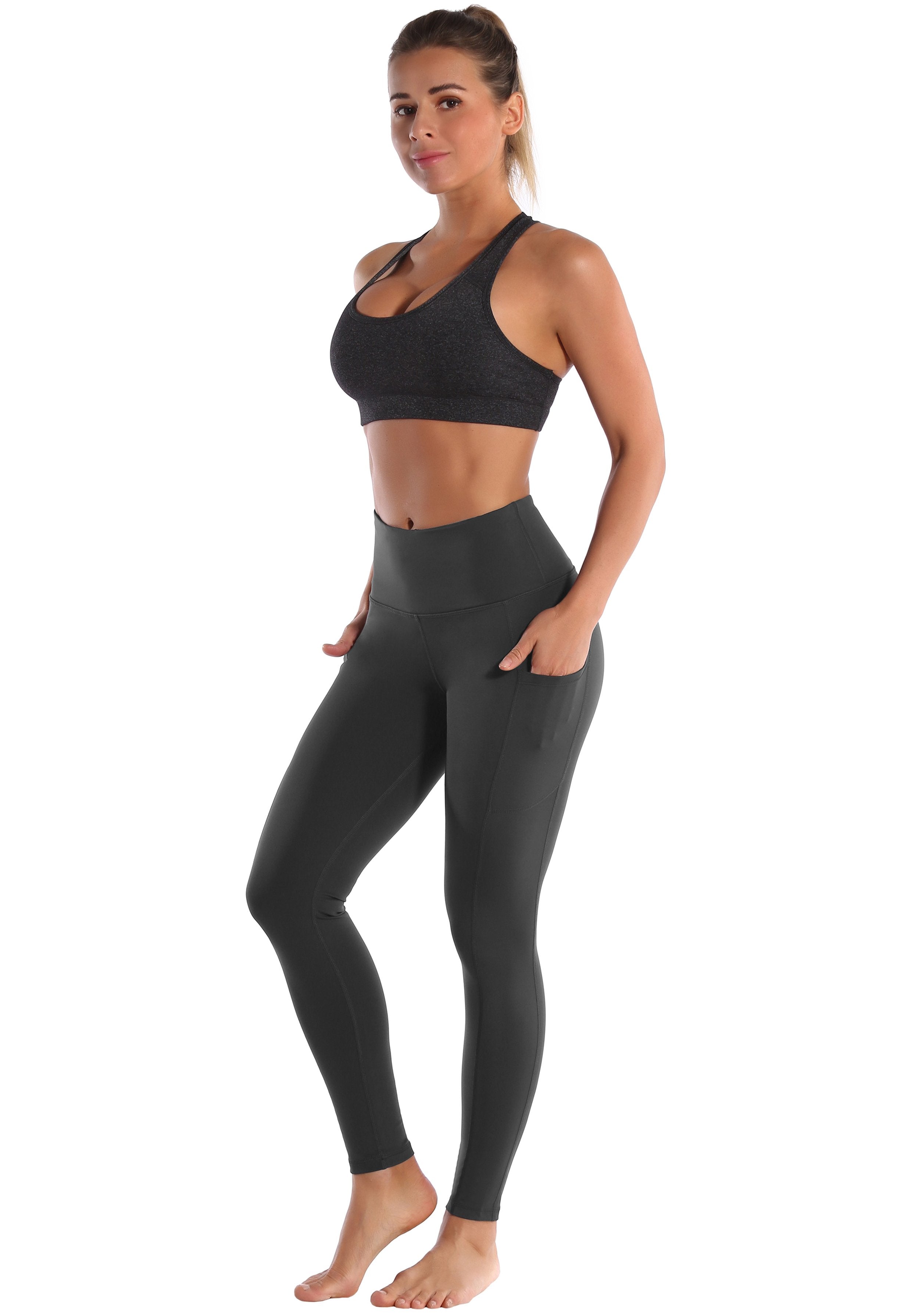 Hip Line Side Pockets Jogging Pants shadowcharcoal Sexy Hip Line Side Pockets 75%Nylon/25%Spandex Fabric doesn't attract lint easily 4-way stretch No see-through Moisture-wicking Tummy control Inner pocket Two lengths