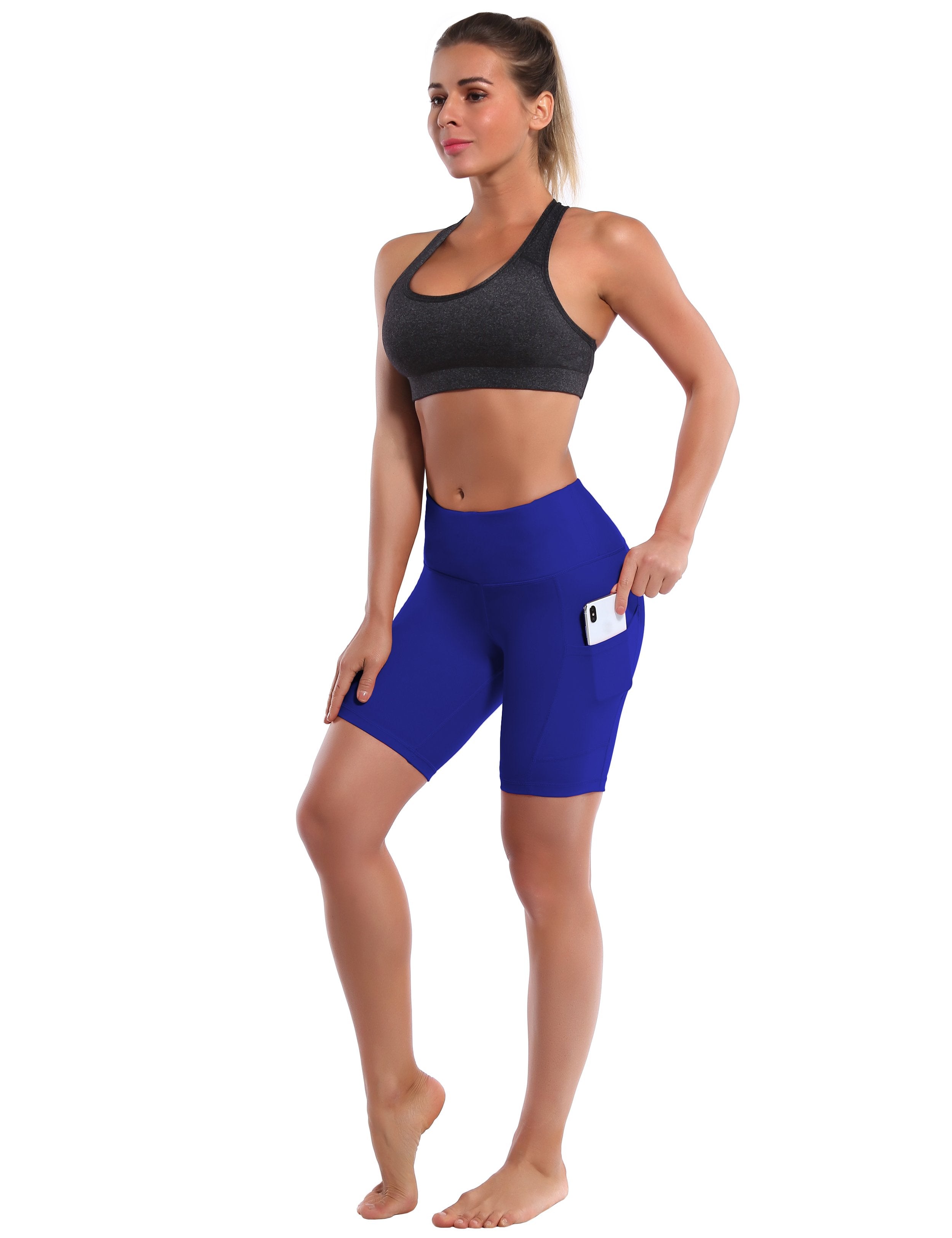 8" Side Pockets Biking Shorts navy Sleek, soft, smooth and totally comfortable: our newest style is here. Softest-ever fabric High elasticity High density 4-way stretch Fabric doesn't attract lint easily No see-through Moisture-wicking Machine wash 75% Nylon, 25% Spandex