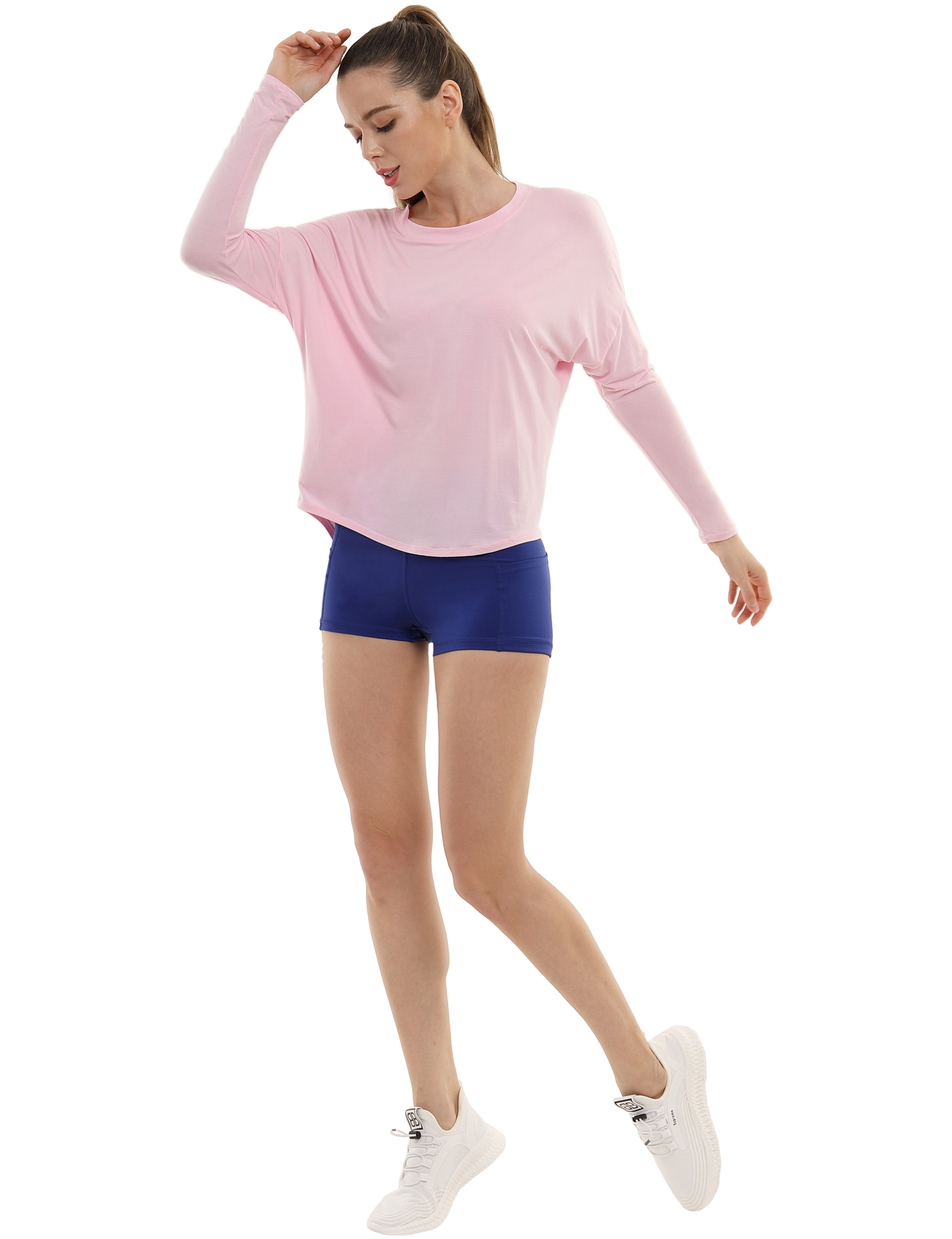 Tall Size Batwing Tunic Tops lightpink_Tall Size