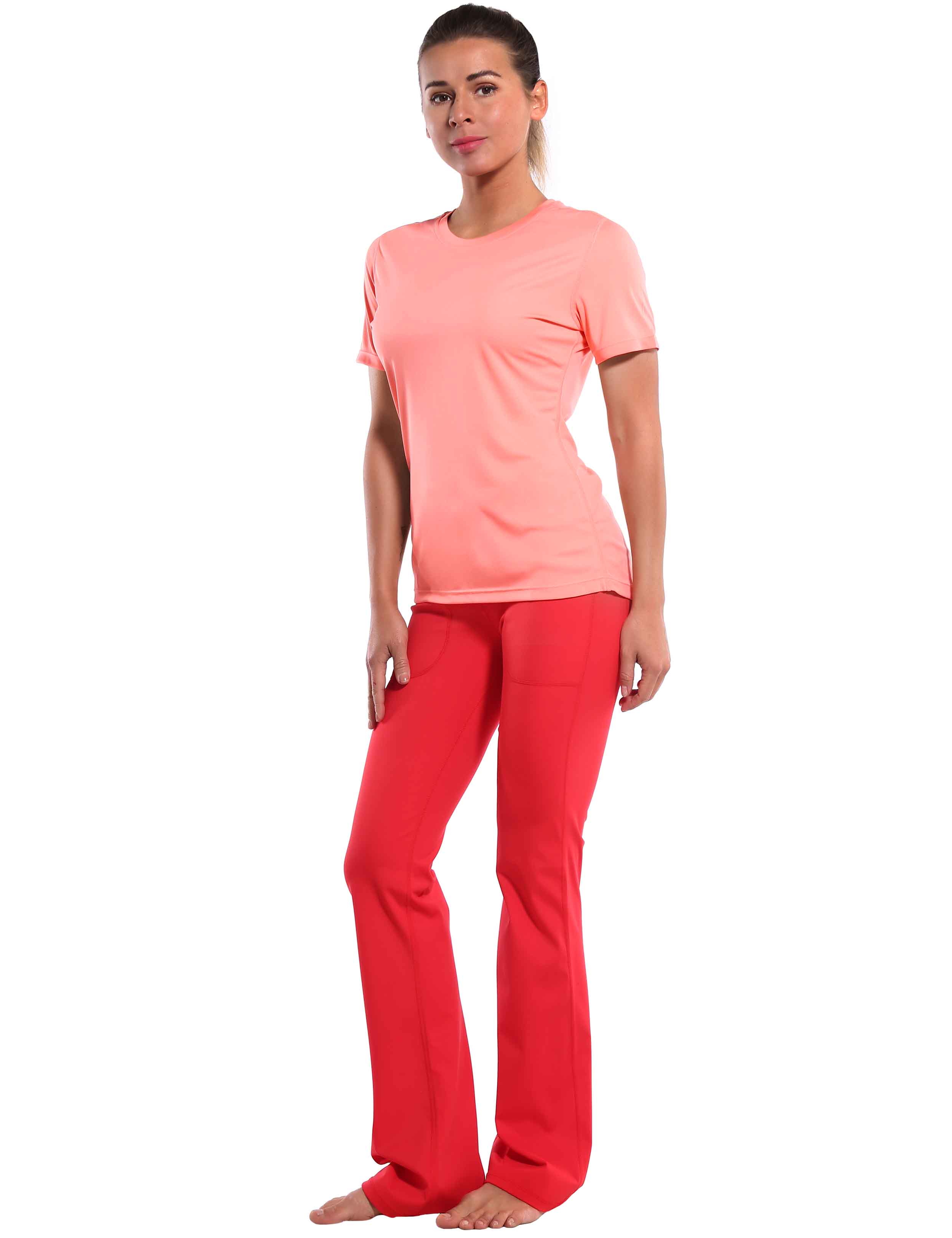 Short Sleeve Athletic Shirts coral_yoga