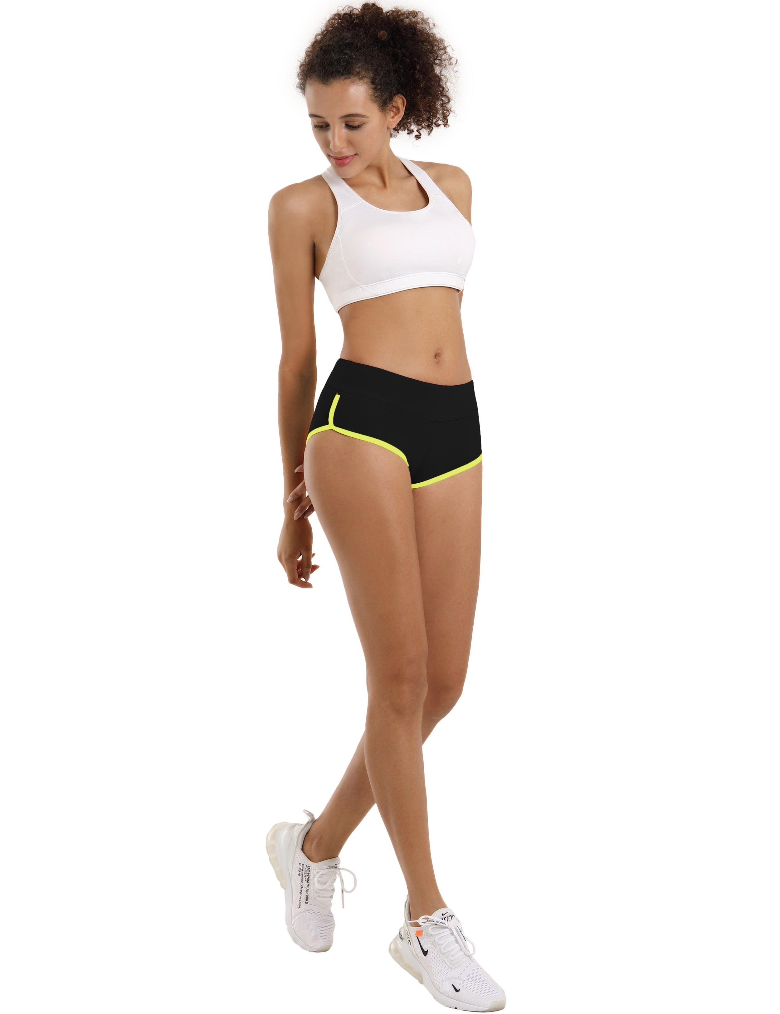 Sexy Booty yogastudio Shorts black_fluorescentyellow Sleek, soft, smooth and totally comfortable: our newest sexy style is here. Softest-ever fabric High elasticity High density 4-way stretch Fabric doesn't attract lint easily No see-through Moisture-wicking Machine wash 75%Nylon/25%Spandex