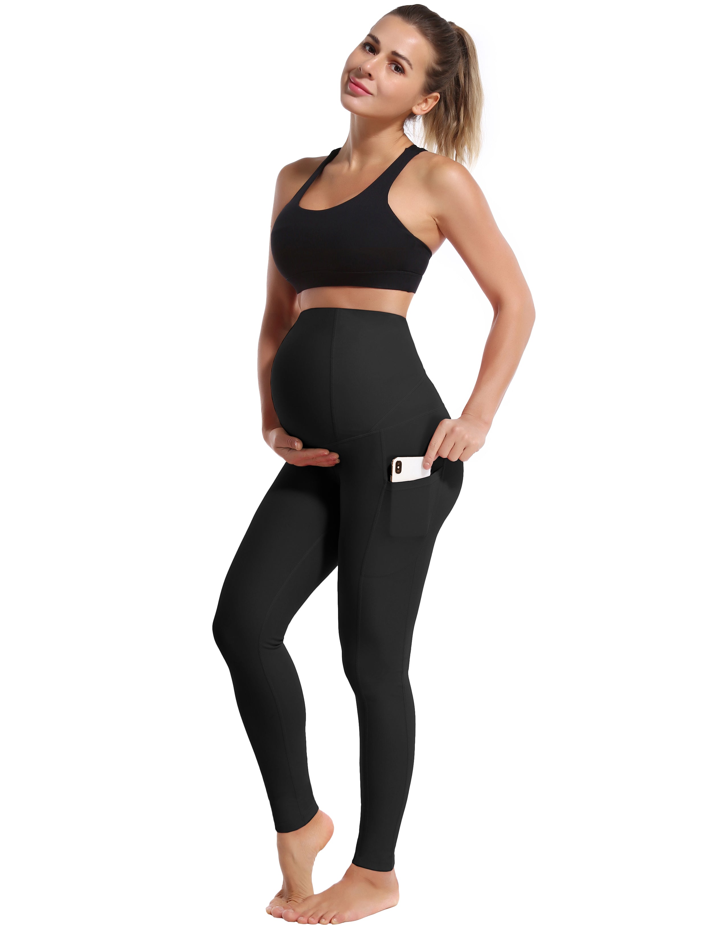 26 Side Pockets Maternity Yoga Pants black – bubblelime