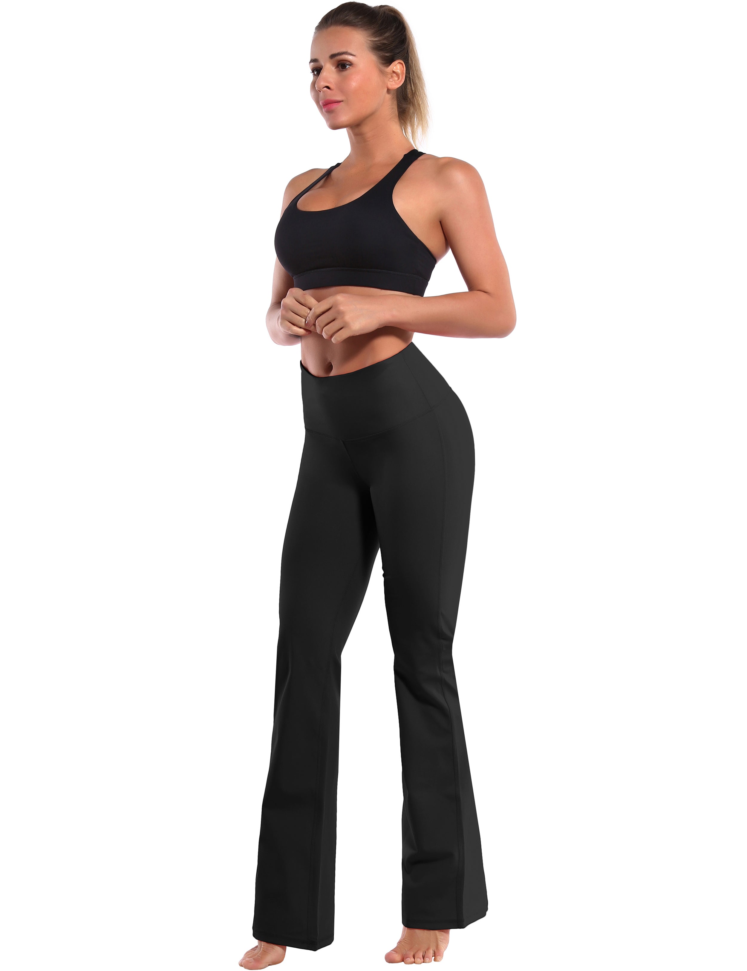 29" 31" 33" 35" 37" High Waist Bootcut Leggings Black_Golf