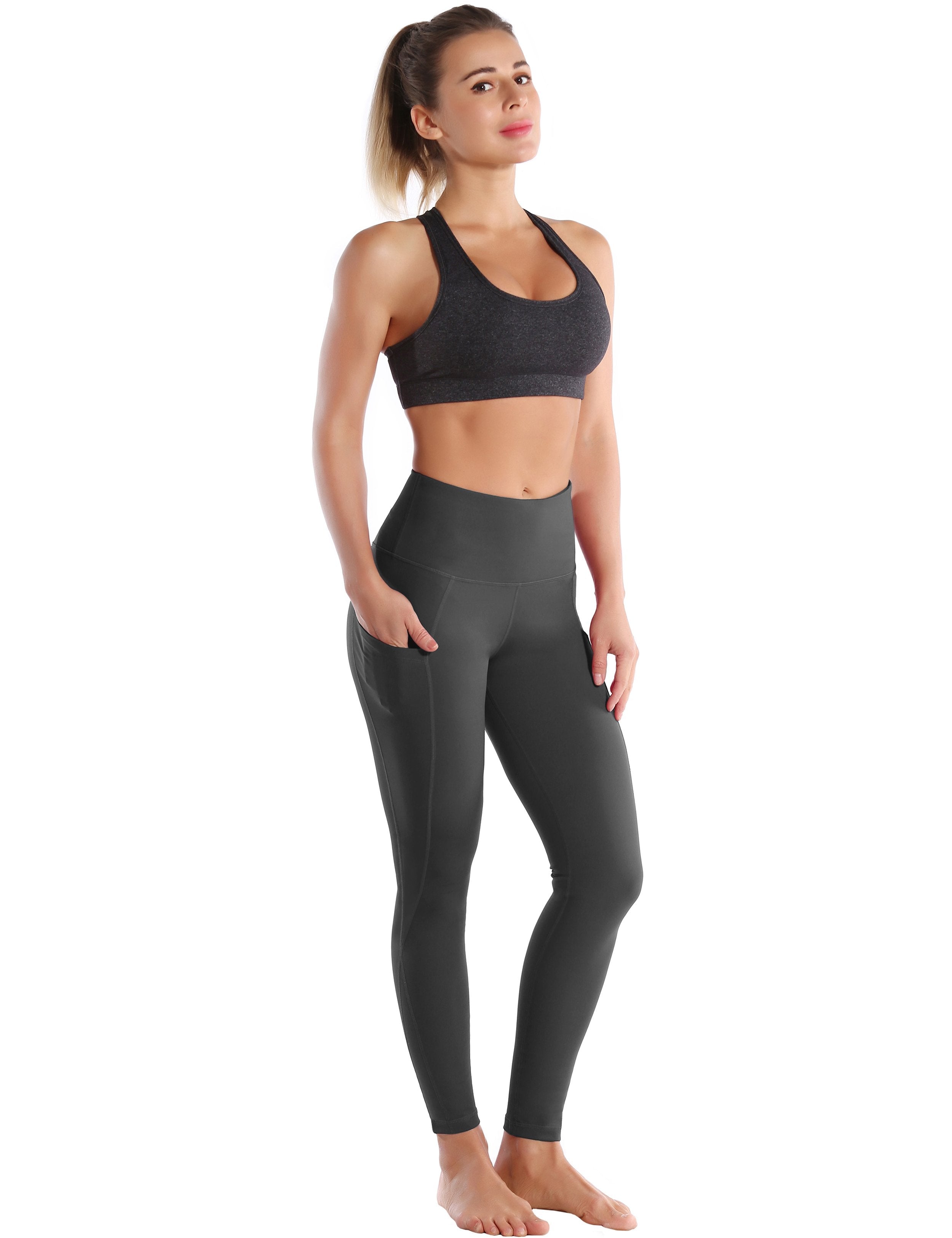 High Waist Side Pockets Golf Pants shadowcharcoal 75% Nylon, 25% Spandex Fabric doesn't attract lint easily 4-way stretch No see-through Moisture-wicking Tummy control Inner pocket