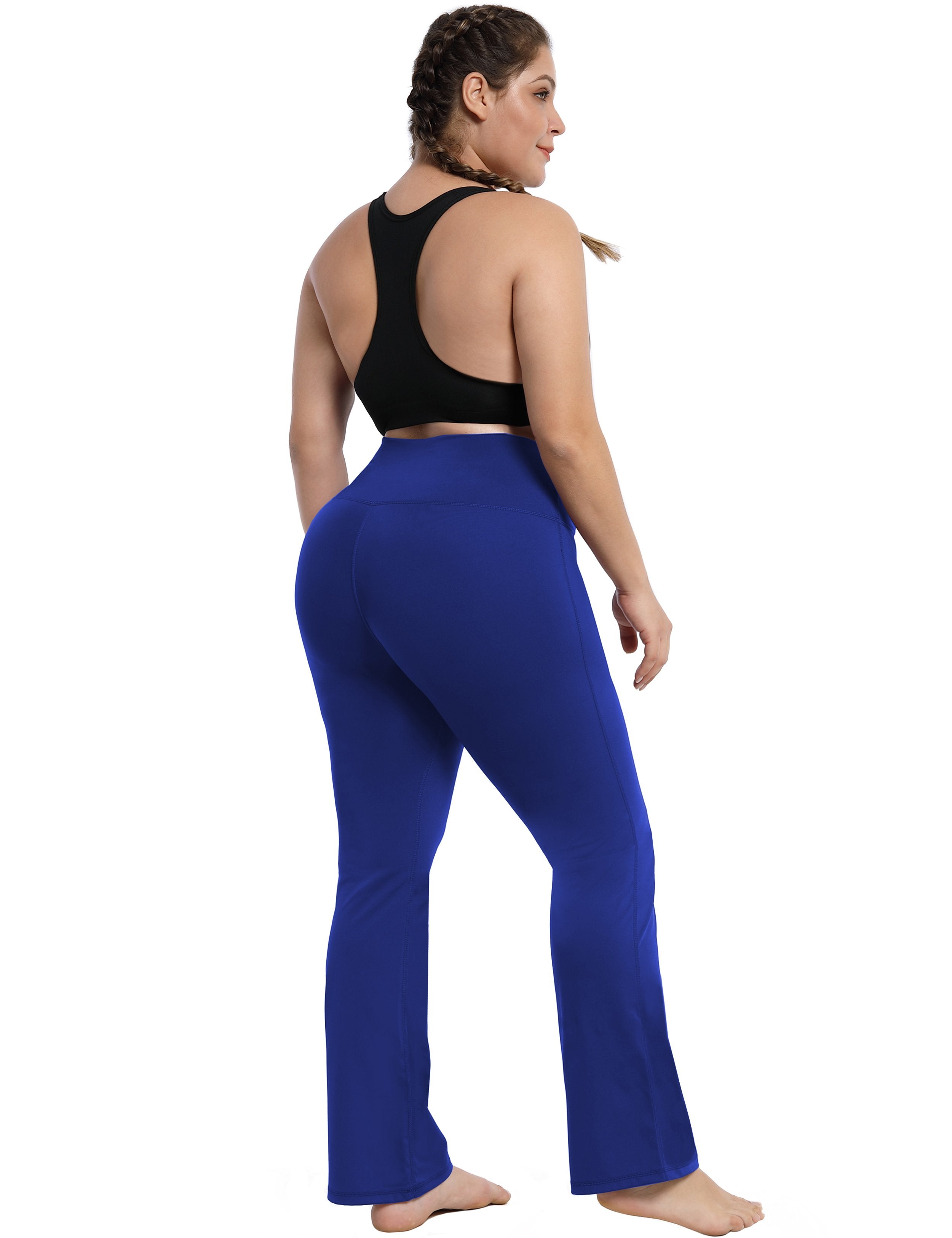 High Waist Bootcut Leggings Navy 75%Nylon/25%Spandex Fabric doesn't attract lint easily 4-way stretch No see-through Moisture-wicking Tummy control Inner pocket Five lengths