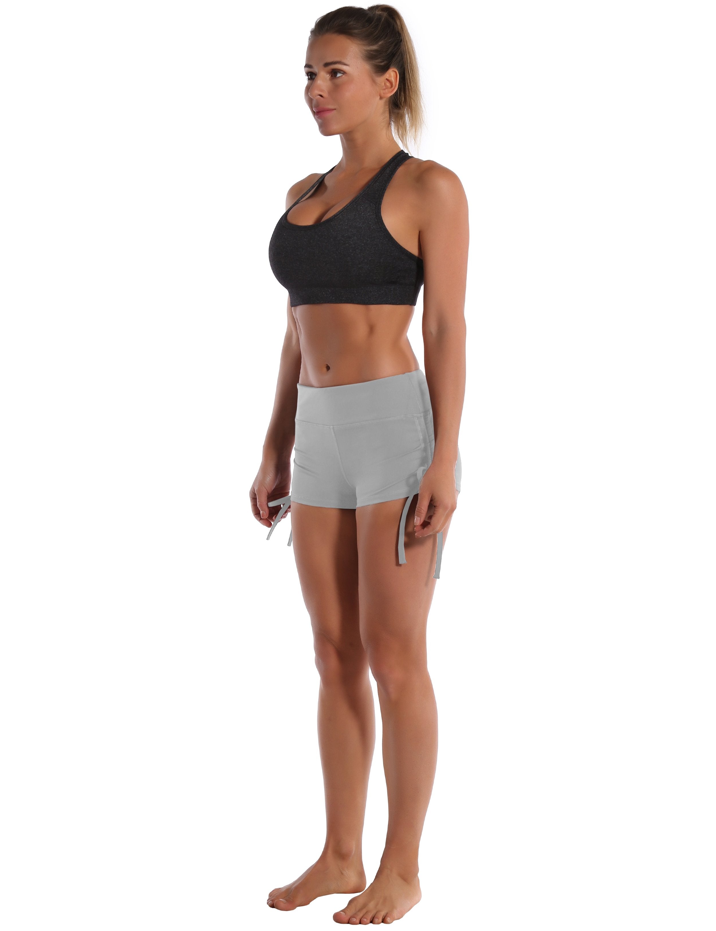 Side Drawstring Hot Shorts lightgray ins_Pilates