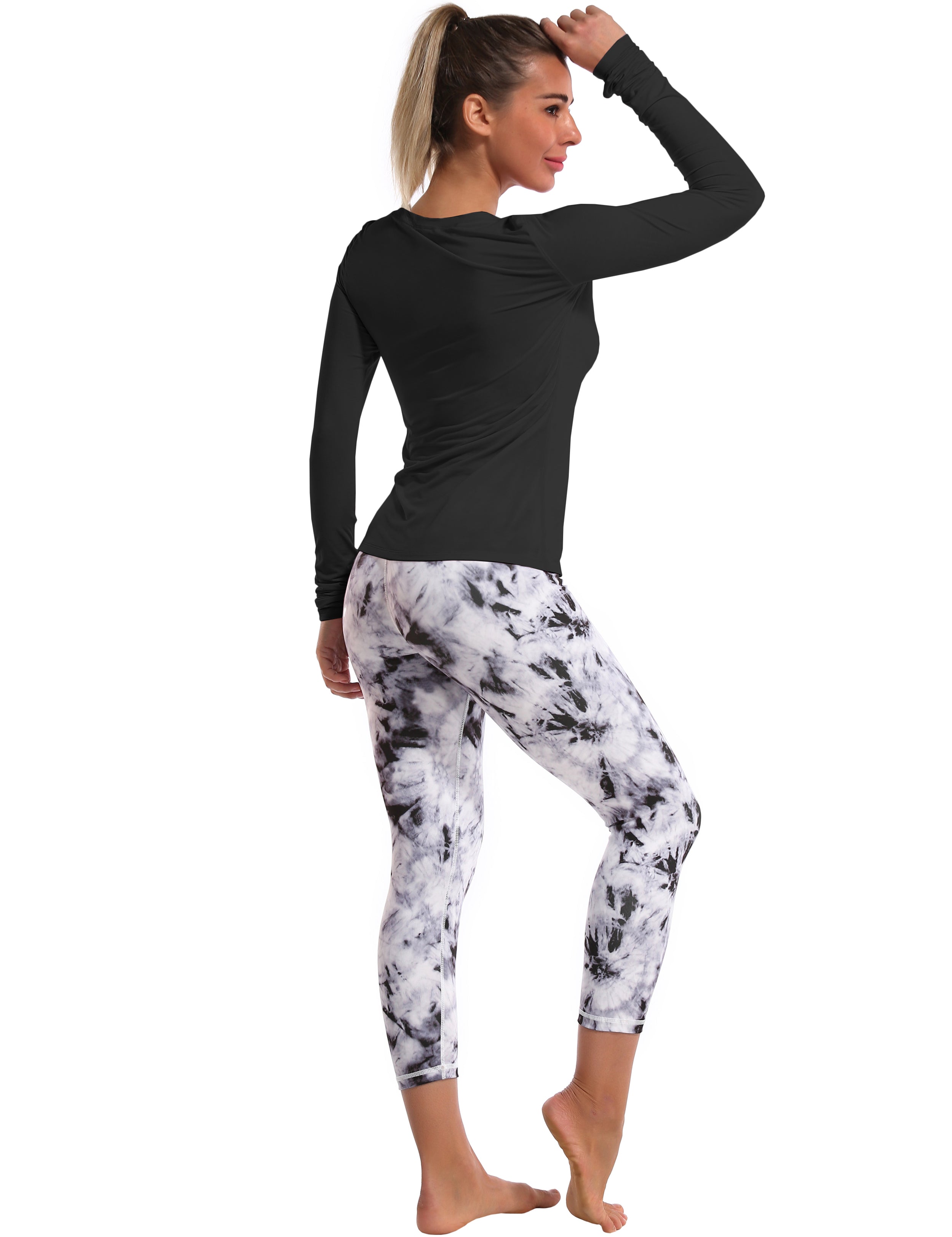 Athlete Long Sleeve Tops black Designed for On the Move Slim fit 93%Modal/7%Spandex Four-way stretch Naturally breathable Super-Soft, Modal Fabric