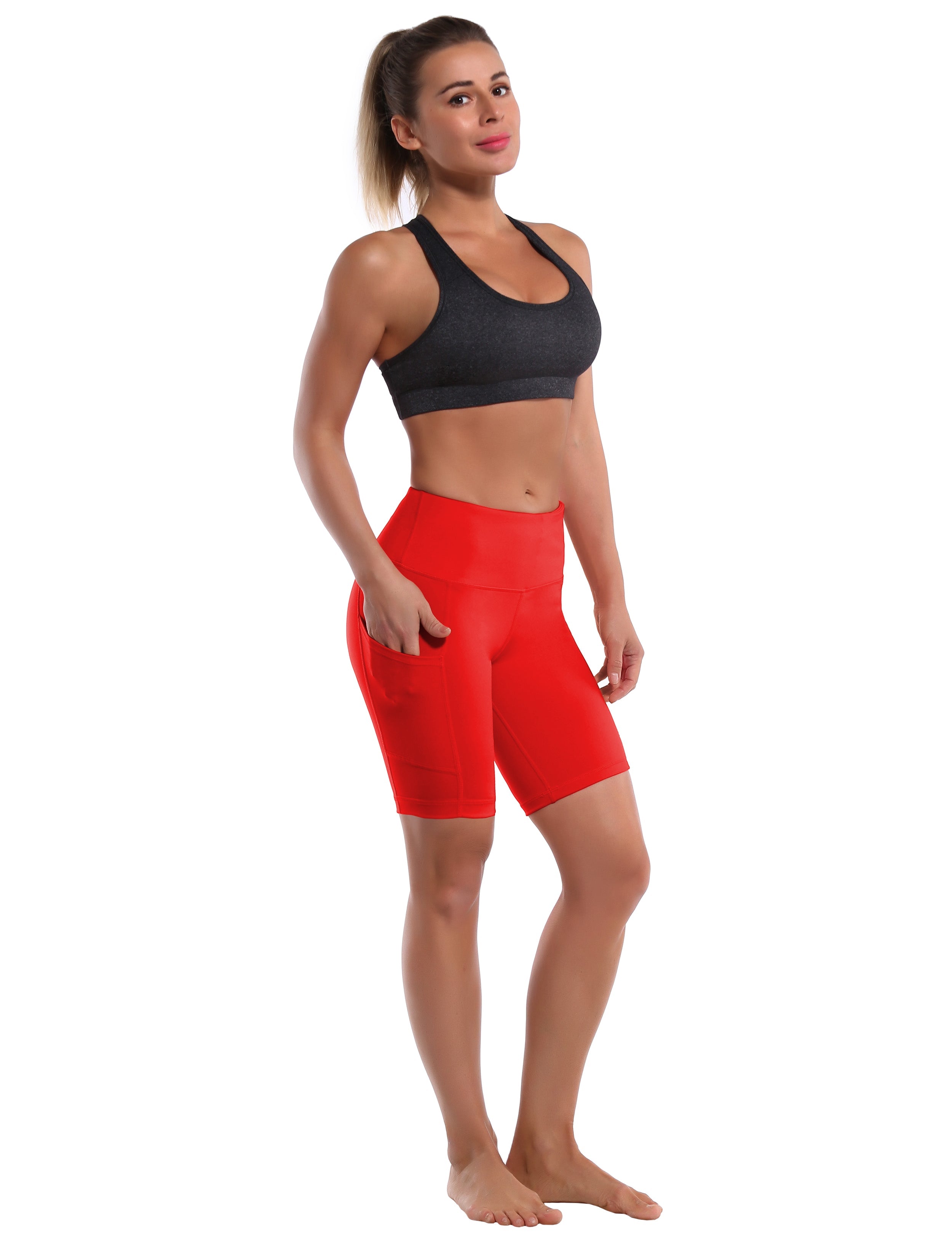 8" Side Pockets Jogging Shorts scarlet Sleek, soft, smooth and totally comfortable: our newest style is here. Softest-ever fabric High elasticity High density 4-way stretch Fabric doesn't attract lint easily No see-through Moisture-wicking Machine wash 75% Nylon, 25% Spandex