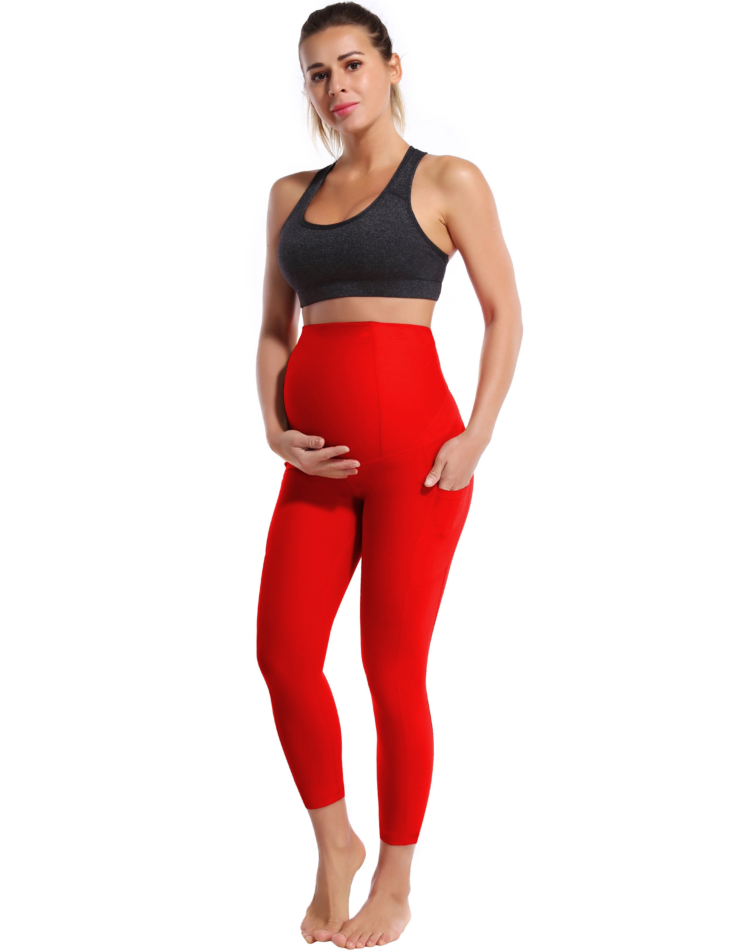 22" Side Pockets Maternity Golf Pants scarlet 87%Nylon/13%Spandex Softest-ever fabric High elasticity 4-way stretch Fabric doesn't attract lint easily No see-through Moisture-wicking Machine wash