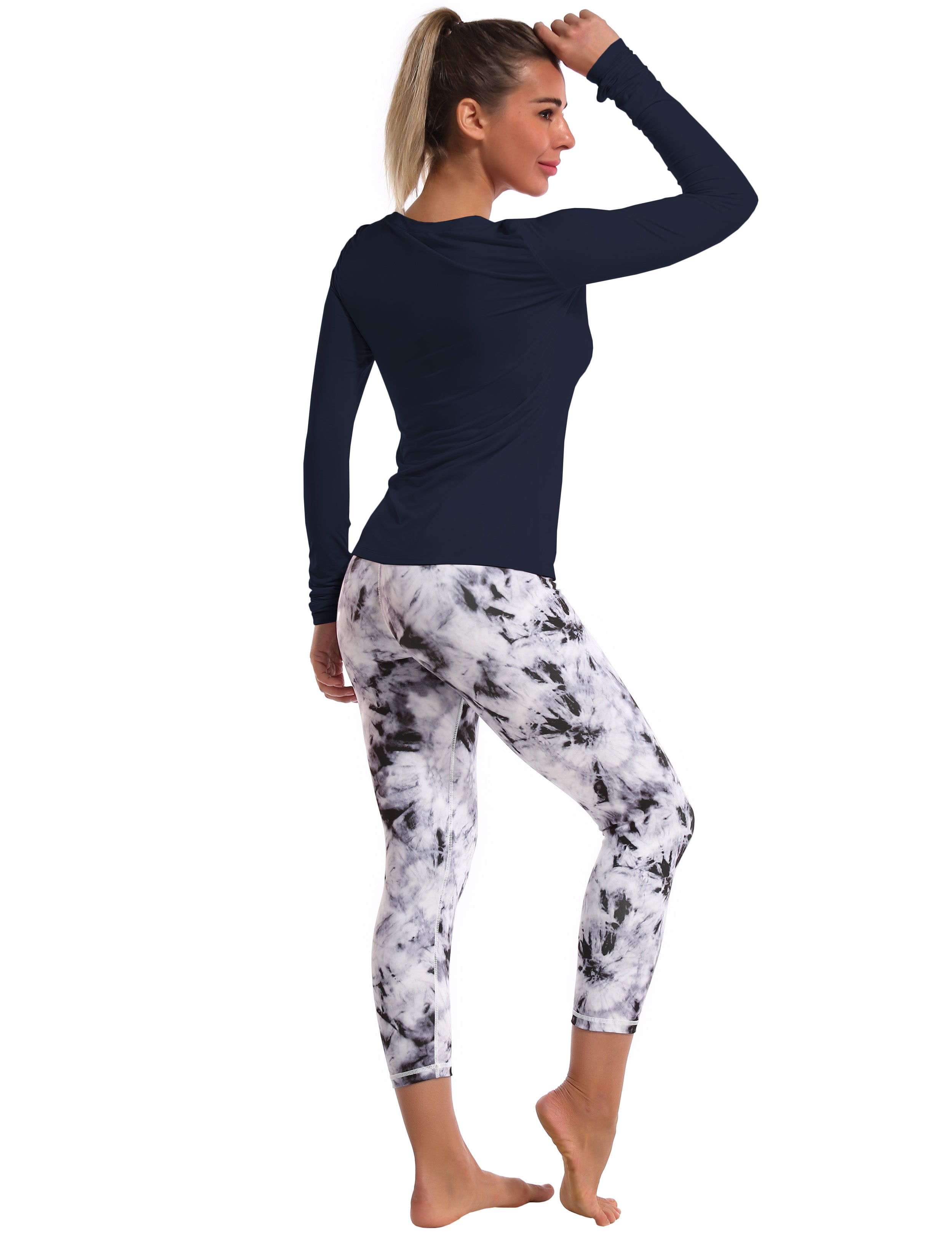 Athlete Long Sleeve Tops darknavy Designed for On the Move Slim fit 93%Modal/7%Spandex Four-way stretch Naturally breathable Super-Soft, Modal Fabric