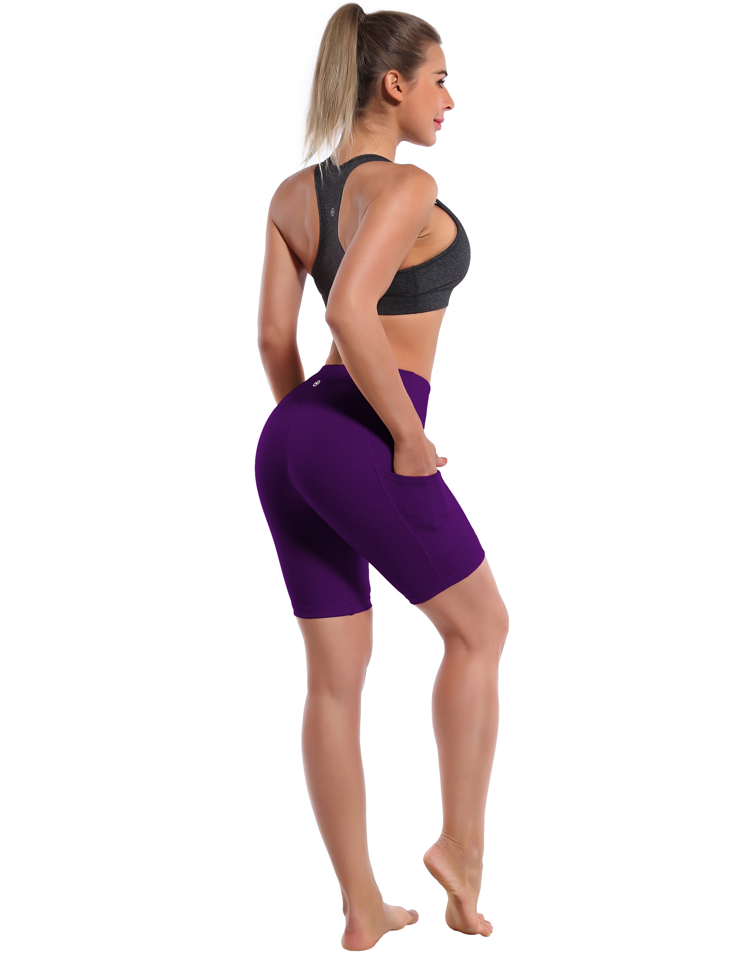 8" Side Pockets Gym Shorts eggplantpurple Sleek, soft, smooth and totally comfortable: our newest style is here. Softest-ever fabric High elasticity High density 4-way stretch Fabric doesn't attract lint easily No see-through Moisture-wicking Machine wash 75% Nylon, 25% Spandex