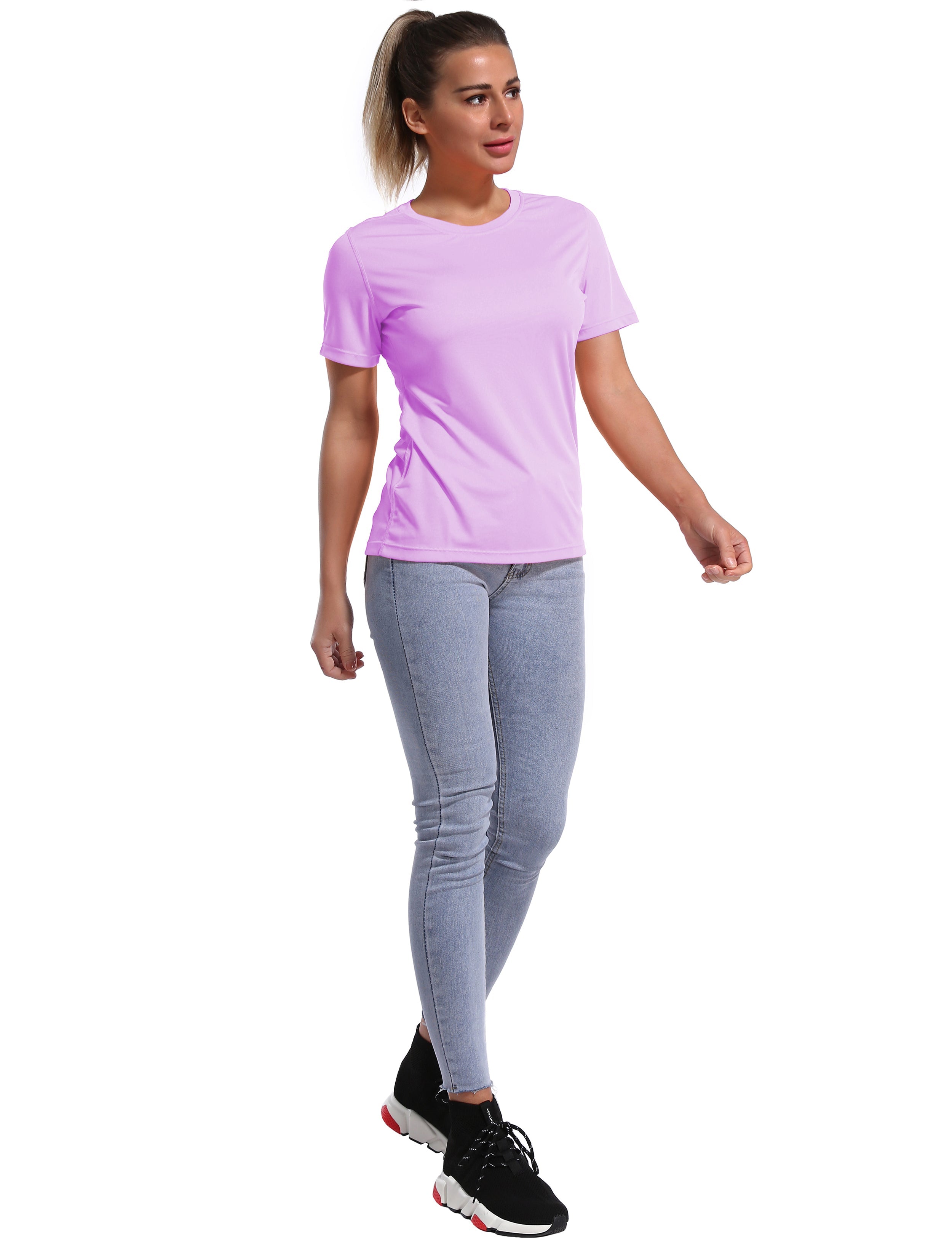 Short Sleeve Athletic Shirts purple_yoga