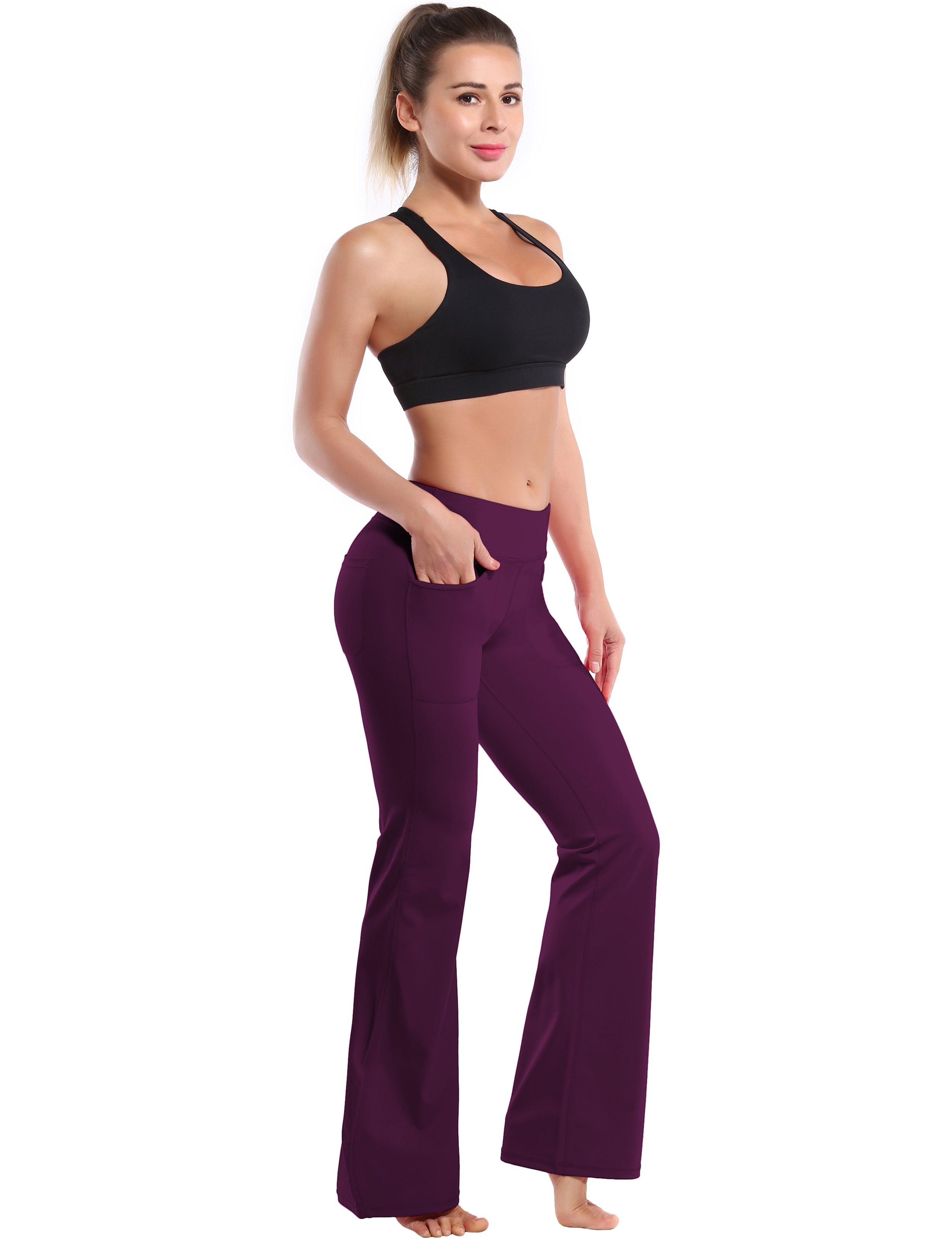4 Pockets Bootcut Leggings grapevine 75%Nylon/25%Spandex Fabric doesn't attract lint easily 4-way stretch No see-through Moisture-wicking Inner pocket Four lengths