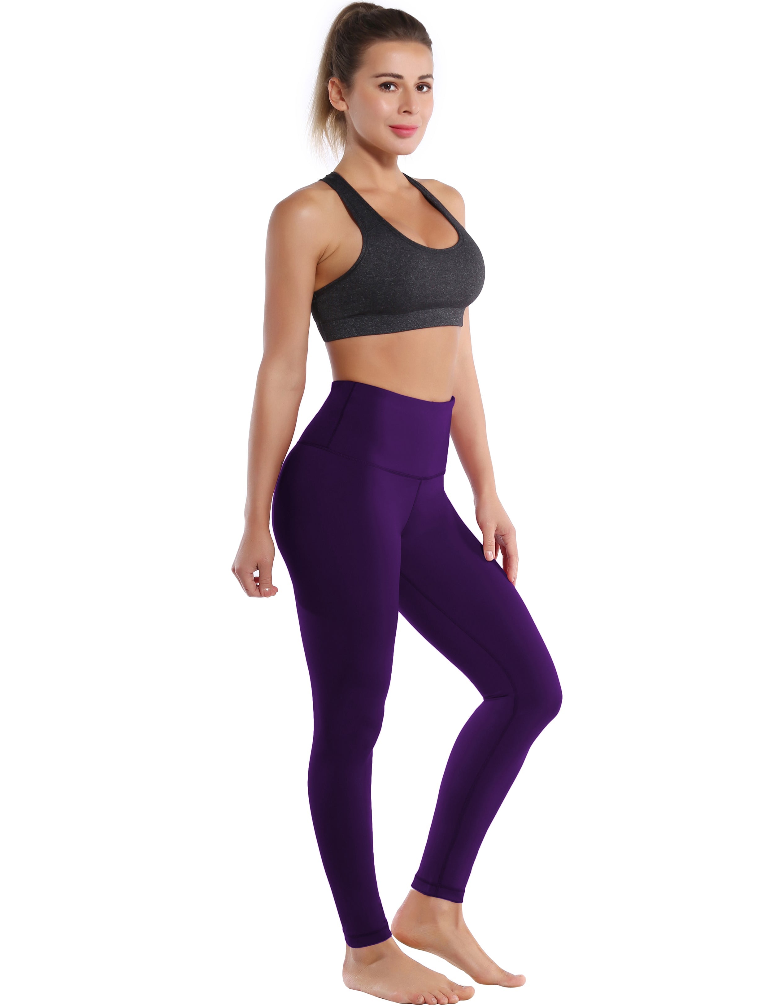 High Waist Tall Size Pants eggplantpurple 75%Nylon/25%Spandex Fabric doesn't attract lint easily 4-way stretch No see-through Moisture-wicking Tummy control Inner pocket Four lengths