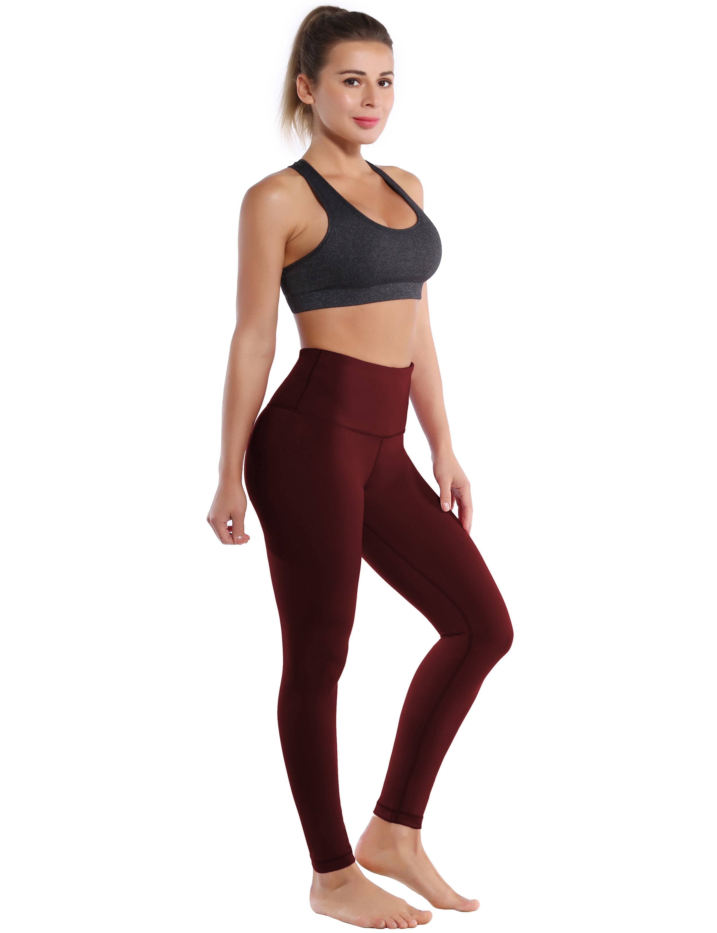 High Waist Tall Size Pants cherryred 75%Nylon/25%Spandex Fabric doesn't attract lint easily 4-way stretch No see-through Moisture-wicking Tummy control Inner pocket Four lengths