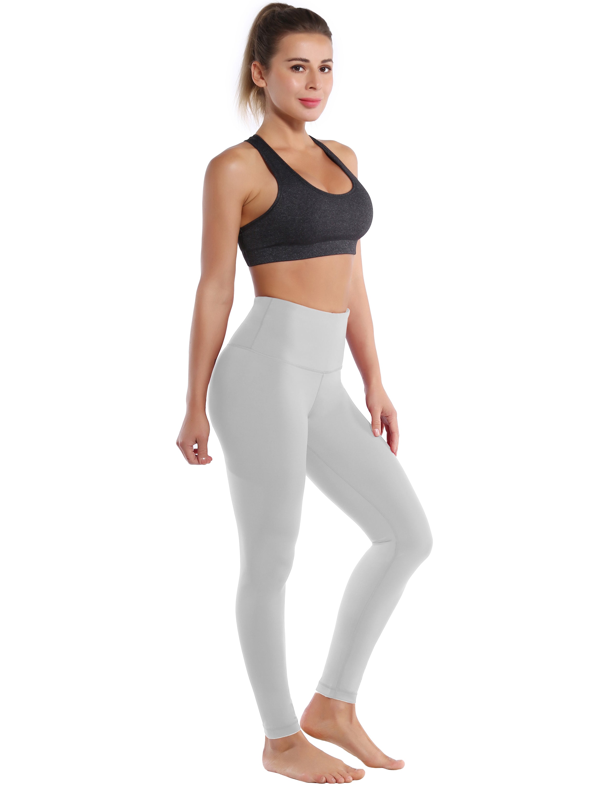 High Waist Tall Size Pants lightgray 75%Nylon/25%Spandex Fabric doesn't attract lint easily 4-way stretch No see-through Moisture-wicking Tummy control Inner pocket Four lengths