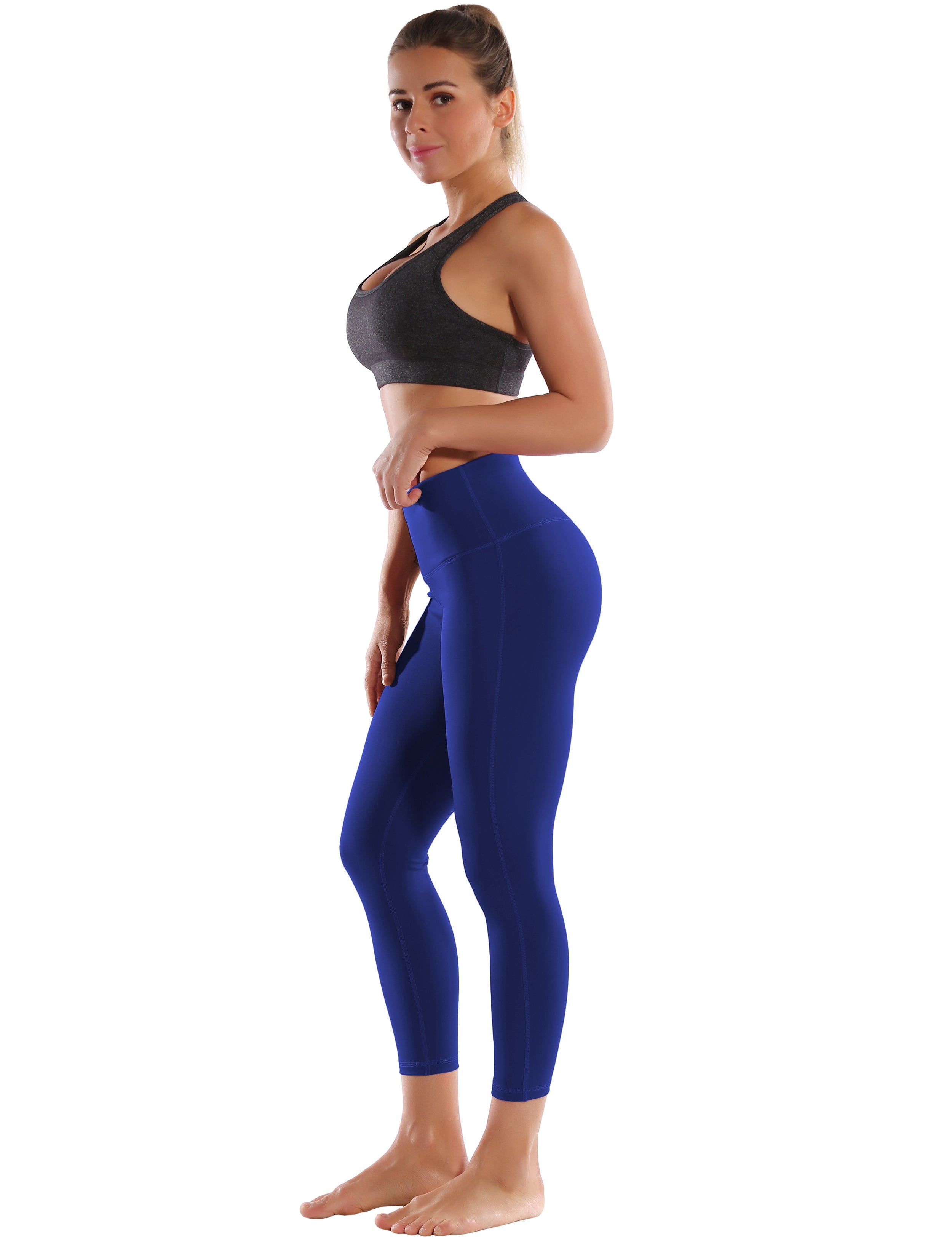 22" High Waist Side Line Capris navy 75%Nylon/25%Spandex Fabric doesn't attract lint easily 4-way stretch No see-through Moisture-wicking Tummy control Inner pocket