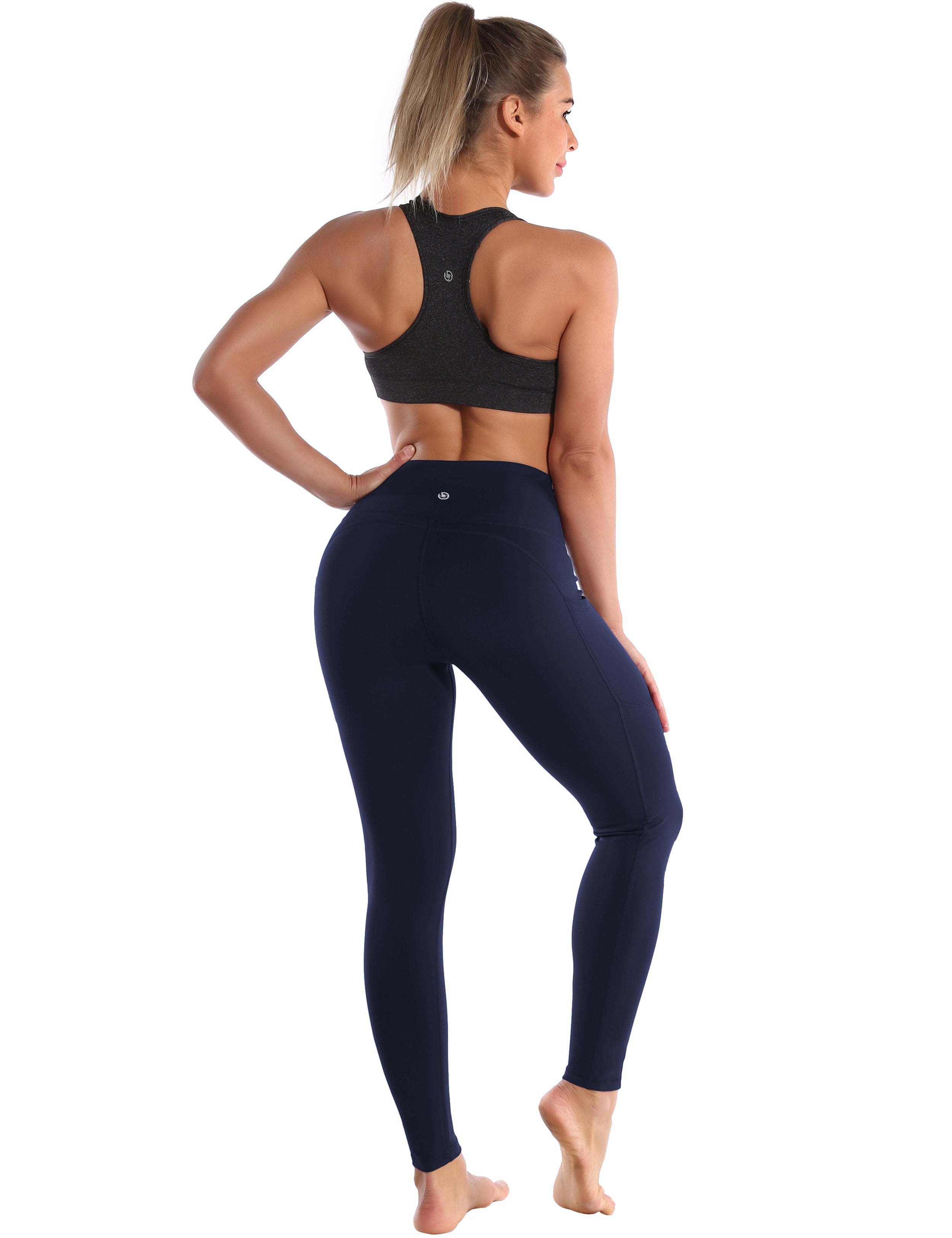 Hip Line Side Pockets Tall Size Pants darknavy Sexy Hip Line Side Pockets 75%Nylon/25%Spandex Fabric doesn't attract lint easily 4-way stretch No see-through Moisture-wicking Tummy control Inner pocket Two lengths