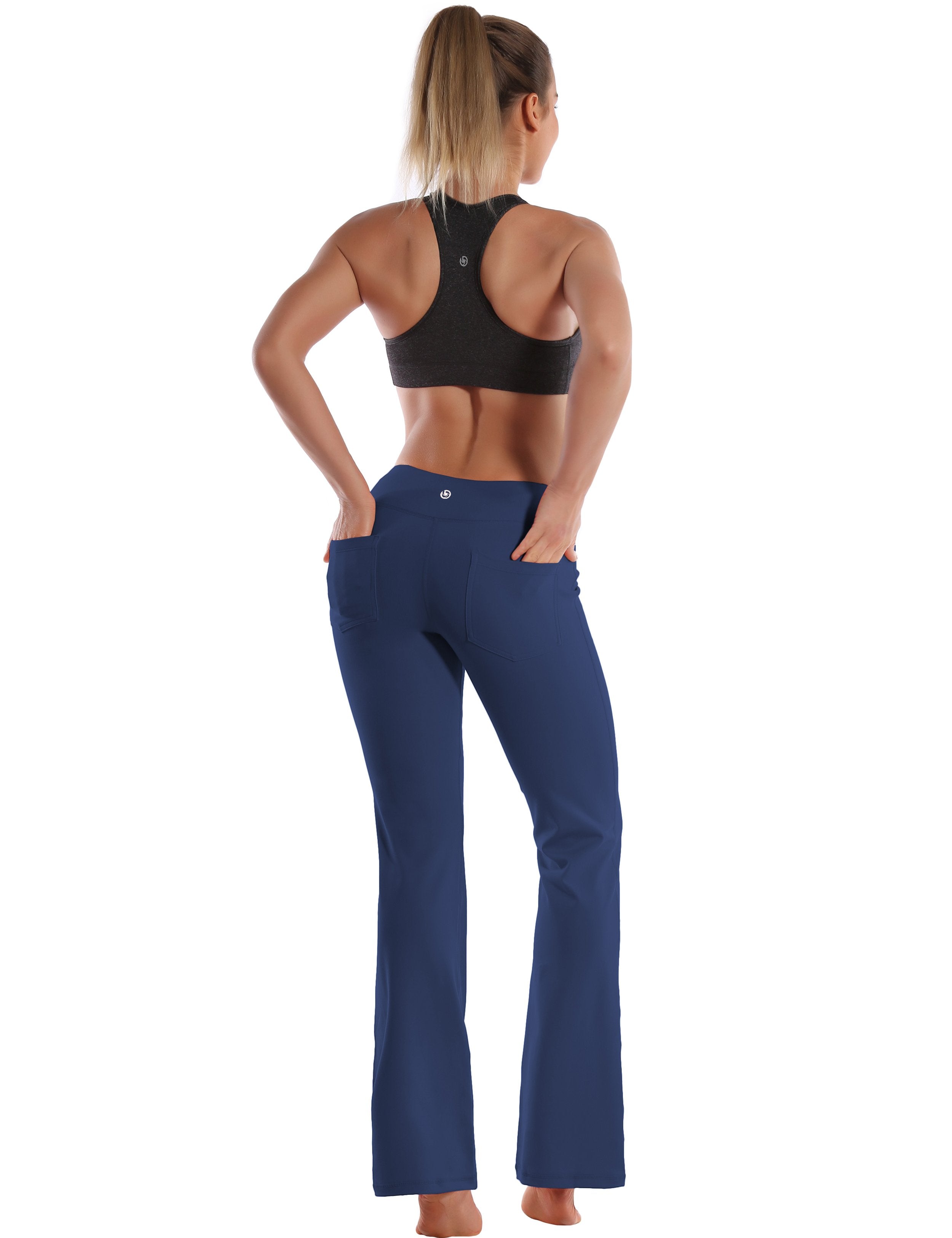 Back Pockets Bootcut Leggings purplishblue 87%Nylon/13%Spandex Fabric doesn't attract lint easily 4-way stretch No see-through Moisture-wicking Inner pocket Four lengths