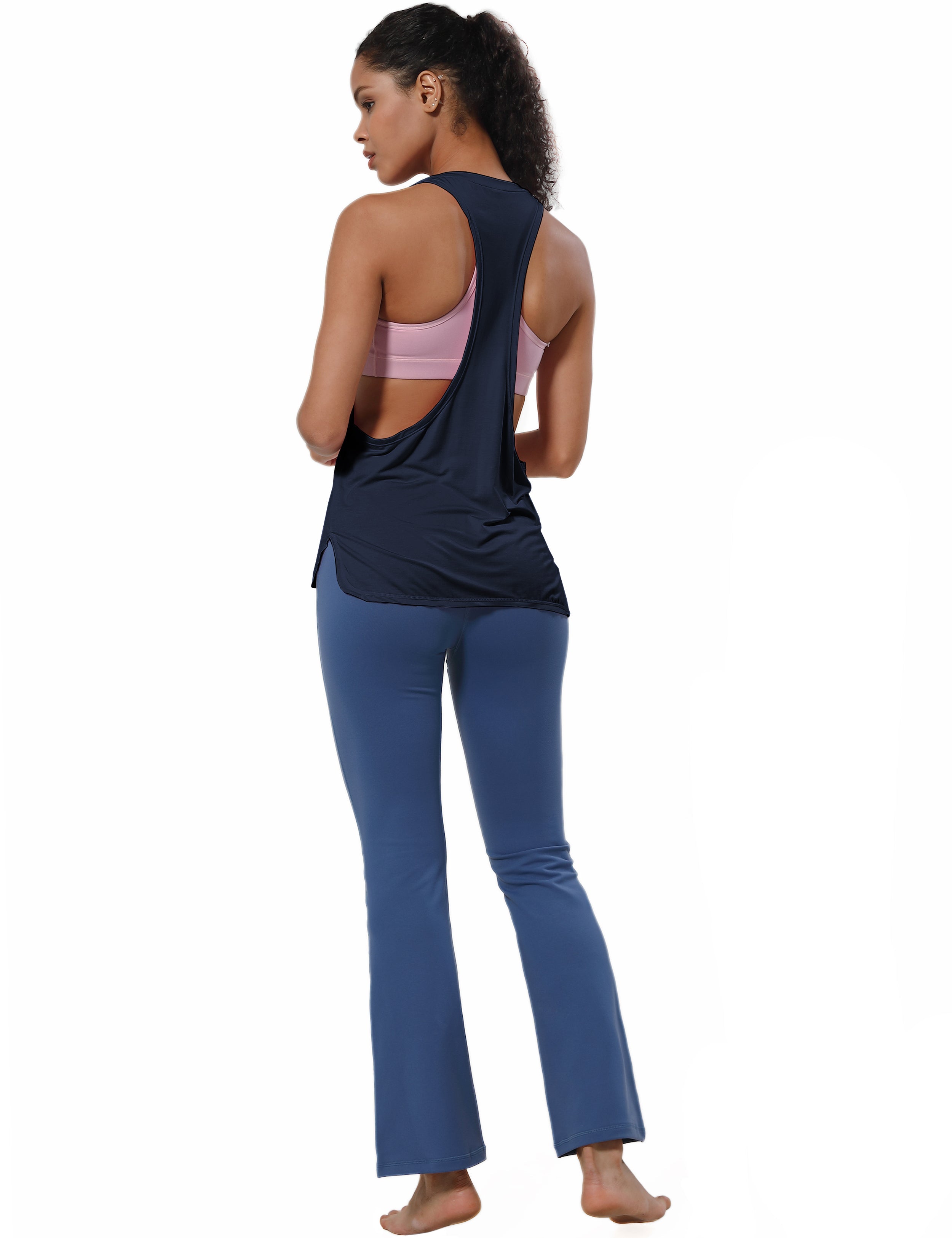 Low Cut Loose Fit Tank Top darknavy Designed for On the Move Loose fit 93%Modal/7%Spandex Four-way stretch Naturally breathable Super-Soft, Modal Fabric