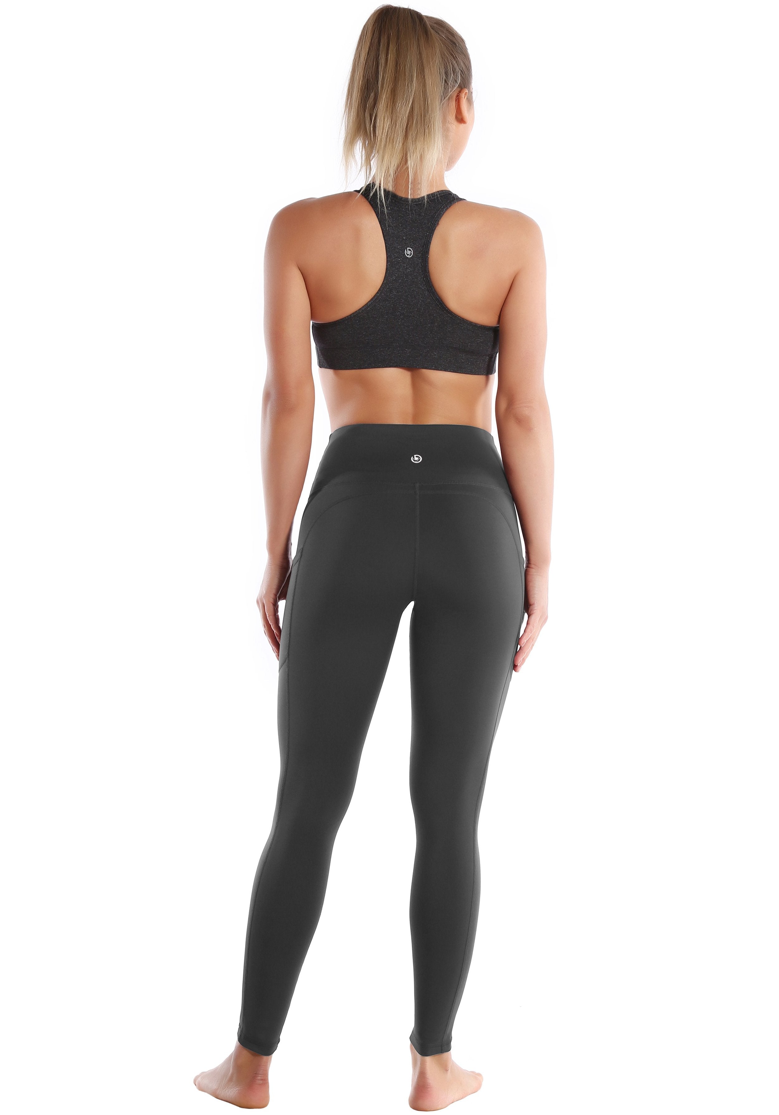 Hip Line Side Pockets Gym Pants shadowcharcoal Sexy Hip Line Side Pockets 75%Nylon/25%Spandex Fabric doesn't attract lint easily 4-way stretch No see-through Moisture-wicking Tummy control Inner pocket Two lengths