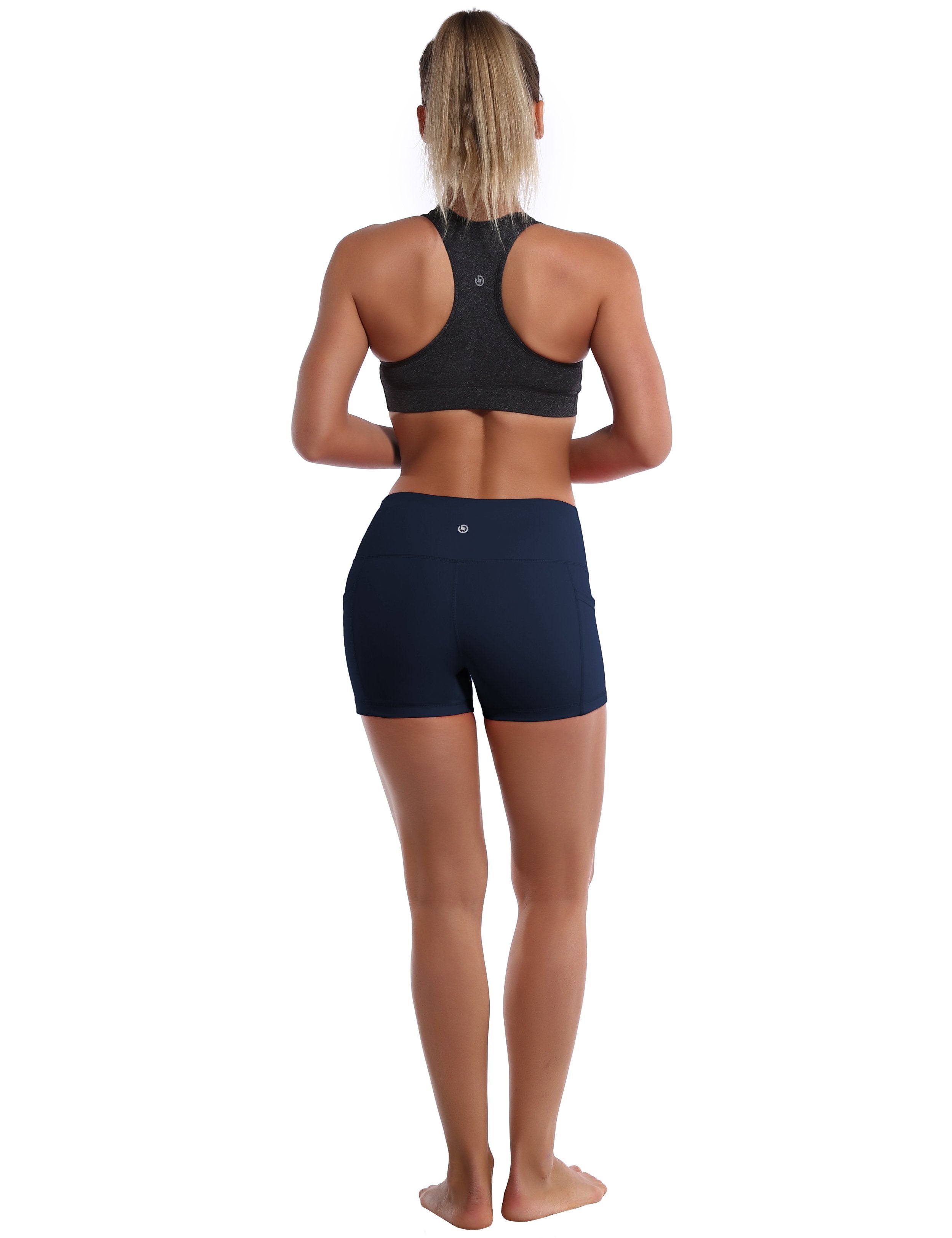 2.5" Side Pockets Gym Shorts darknavy Sleek, soft, smooth and totally comfortable: our newest sexy style is here. Softest-ever fabric High elasticity High density 4-way stretch Fabric doesn't attract lint easily No see-through Moisture-wicking Machine wash 78% Polyester, 22% Spandex