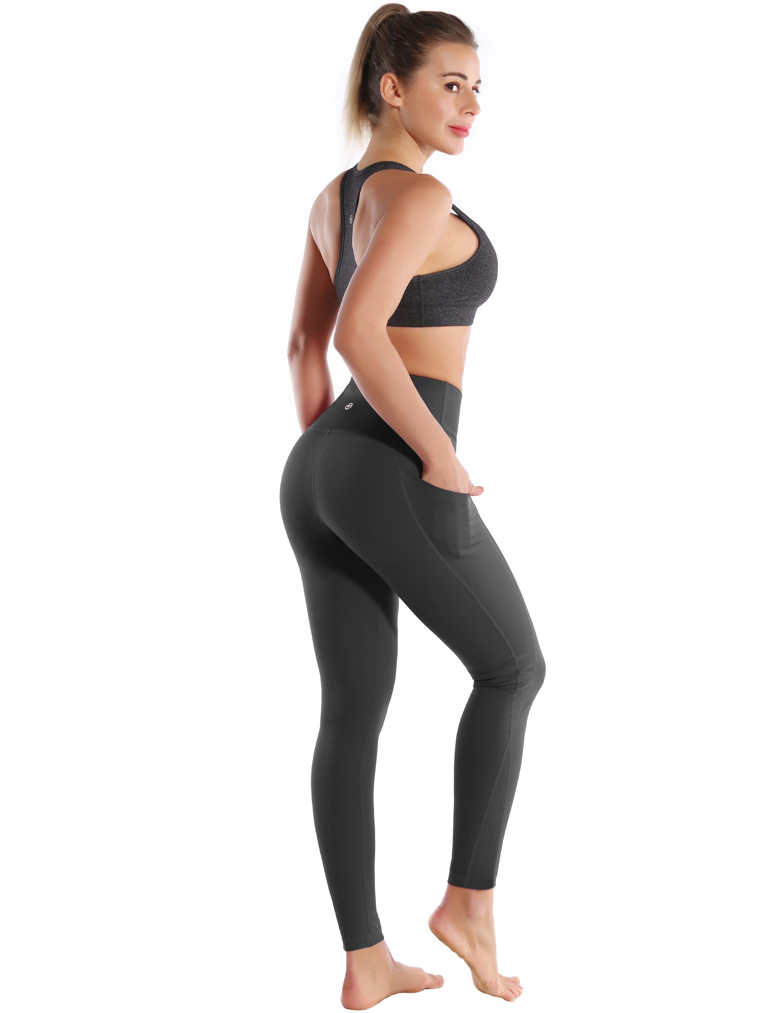 High Waist Side Pockets Golf Pants shadowcharcoal 75% Nylon, 25% Spandex Fabric doesn't attract lint easily 4-way stretch No see-through Moisture-wicking Tummy control Inner pocket