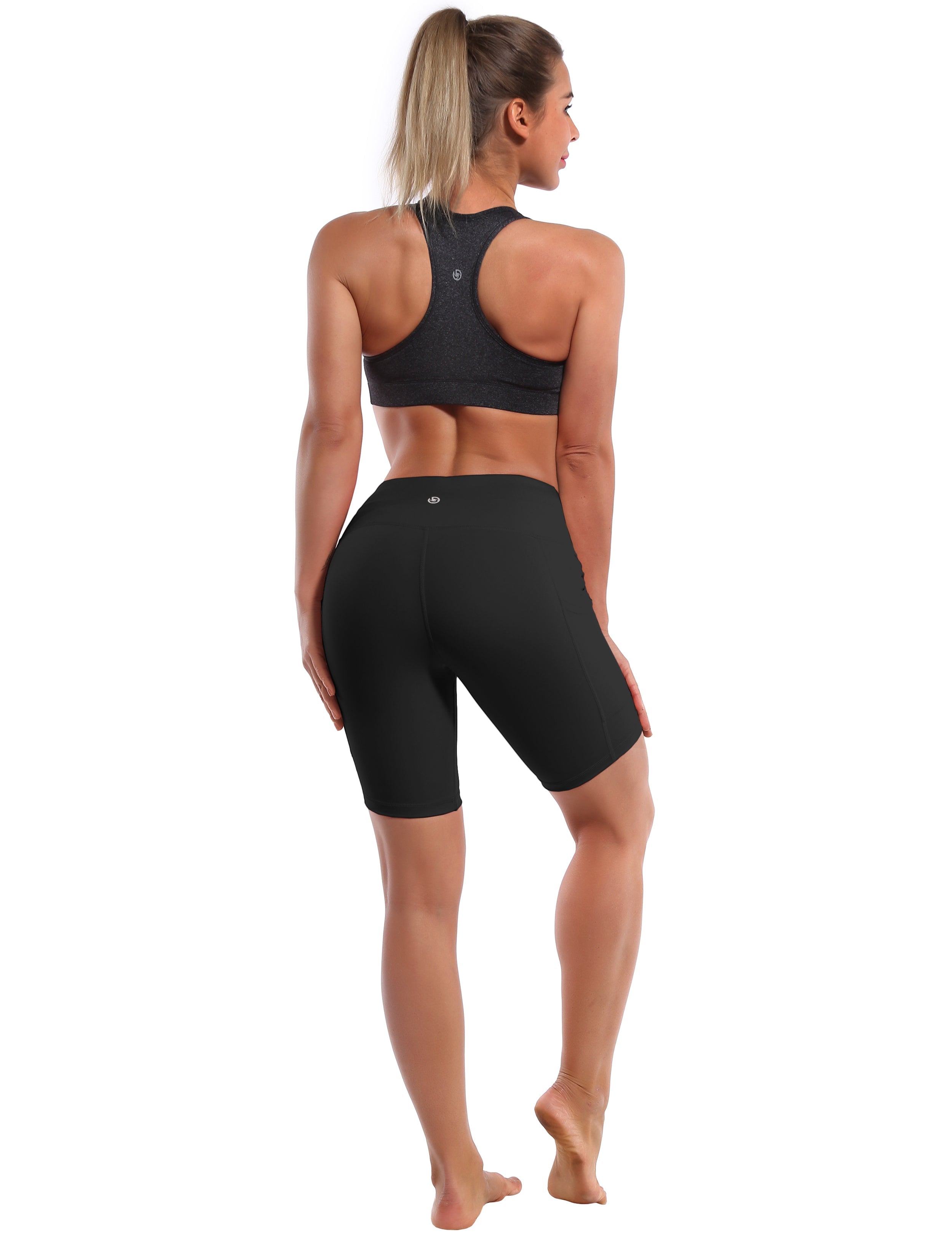 8" Side Pockets Gym Shorts black Sleek, soft, smooth and totally comfortable: our newest style is here. Softest-ever fabric High elasticity High density 4-way stretch Fabric doesn't attract lint easily No see-through Moisture-wicking Machine wash 75% Nylon, 25% Spandex