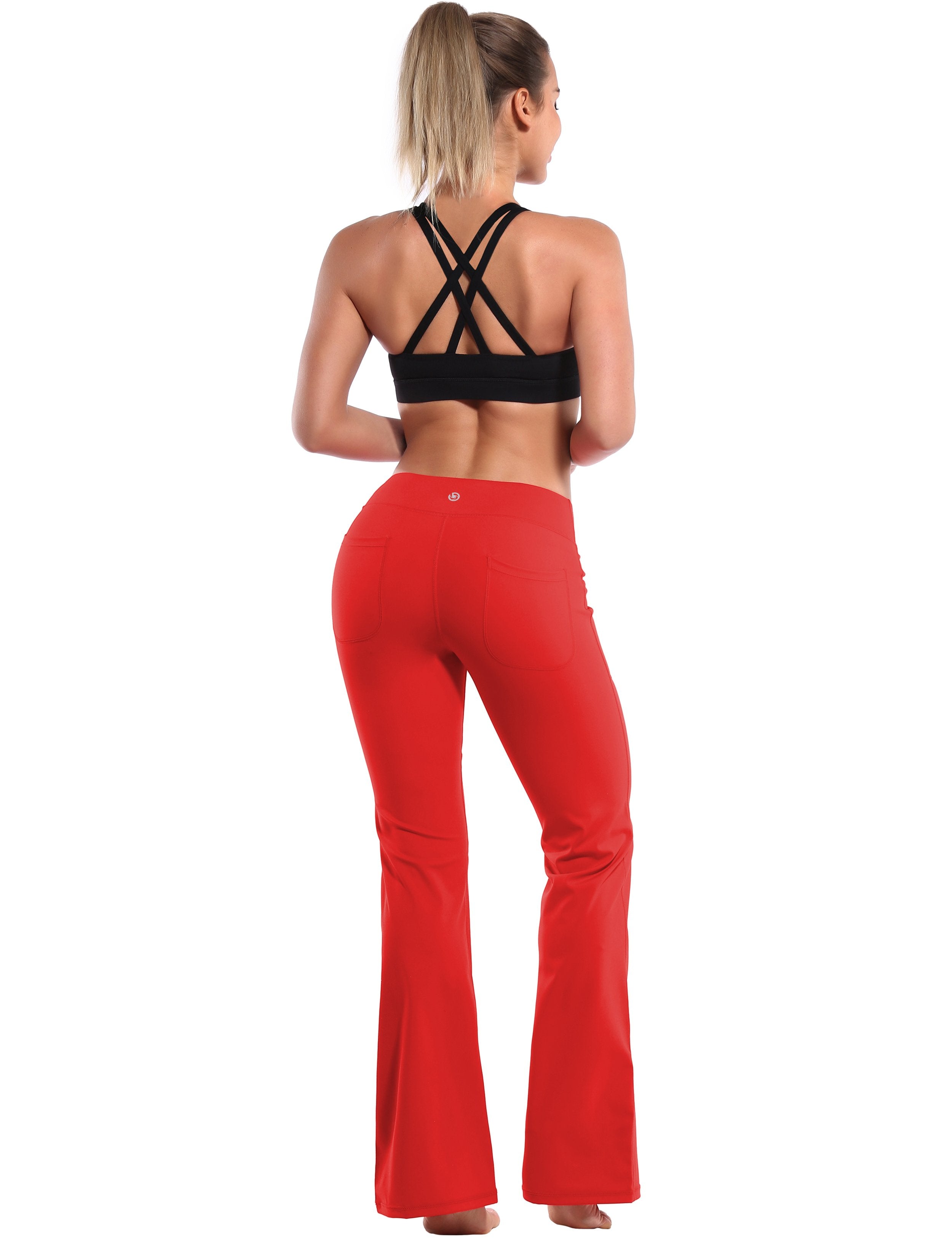 4 Pockets Bootcut Leggings scarlet 75%Nylon/25%Spandex Fabric doesn't attract lint easily 4-way stretch No see-through Moisture-wicking Inner pocket Four lengths