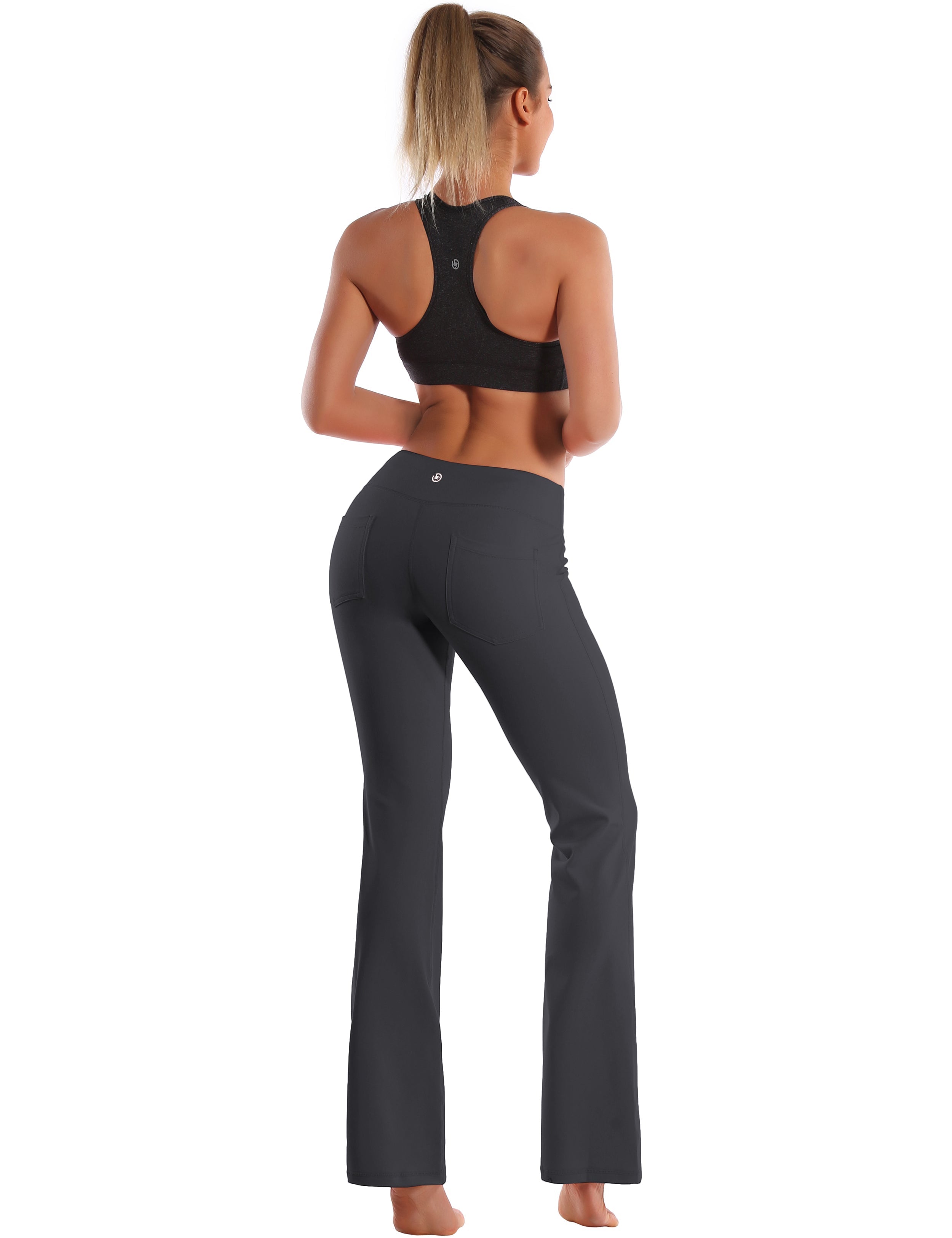 Back Pockets Bootcut Leggings shadowcharcoal 87%Nylon/13%Spandex Fabric doesn't attract lint easily 4-way stretch No see-through Moisture-wicking Inner pocket Four lengths