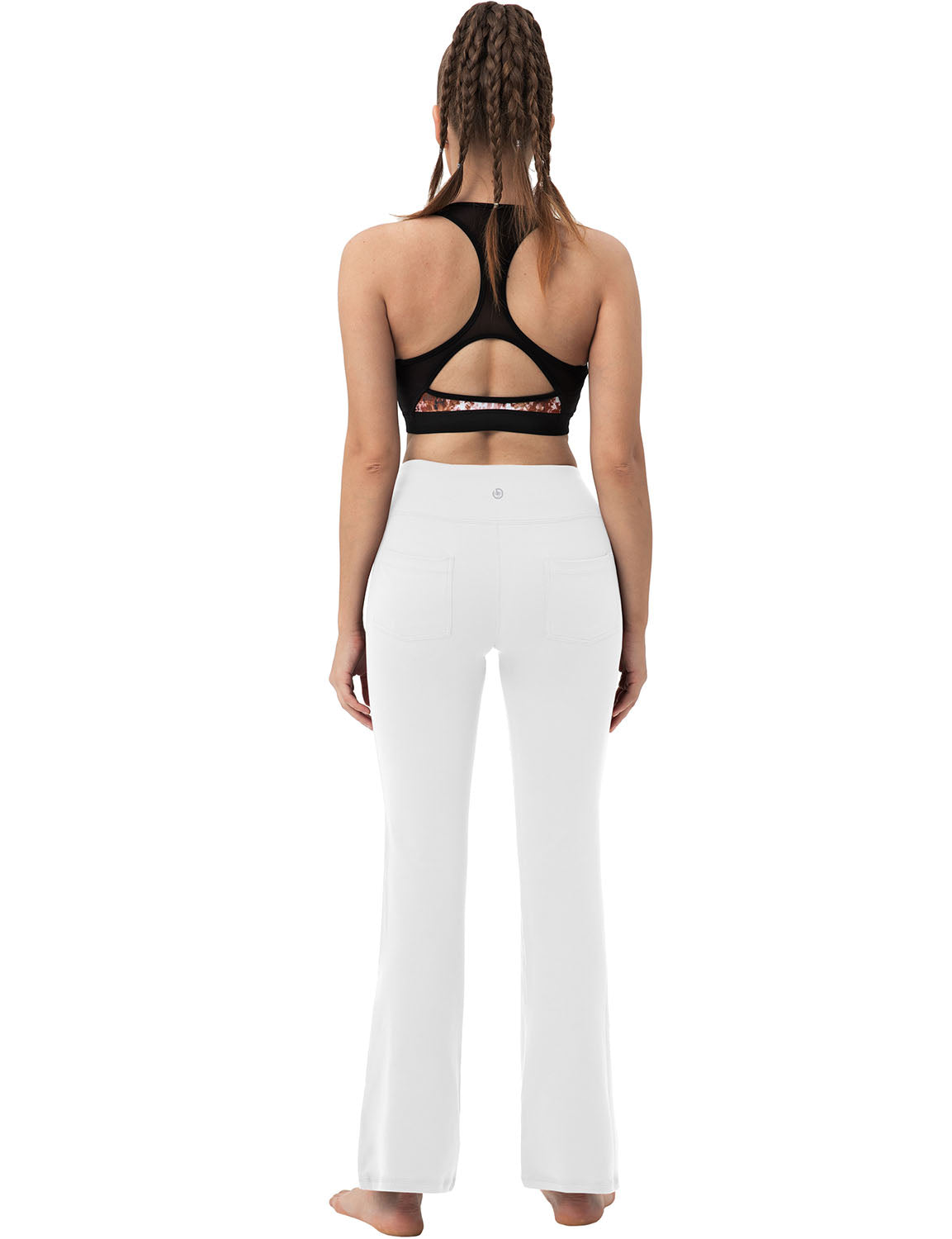 Back Pockets Bootcut Leggings White 87%Nylon/13%Spandex Fabric doesn't attract lint easily 4-way stretch No see-through Moisture-wicking Inner pocket Four lengths