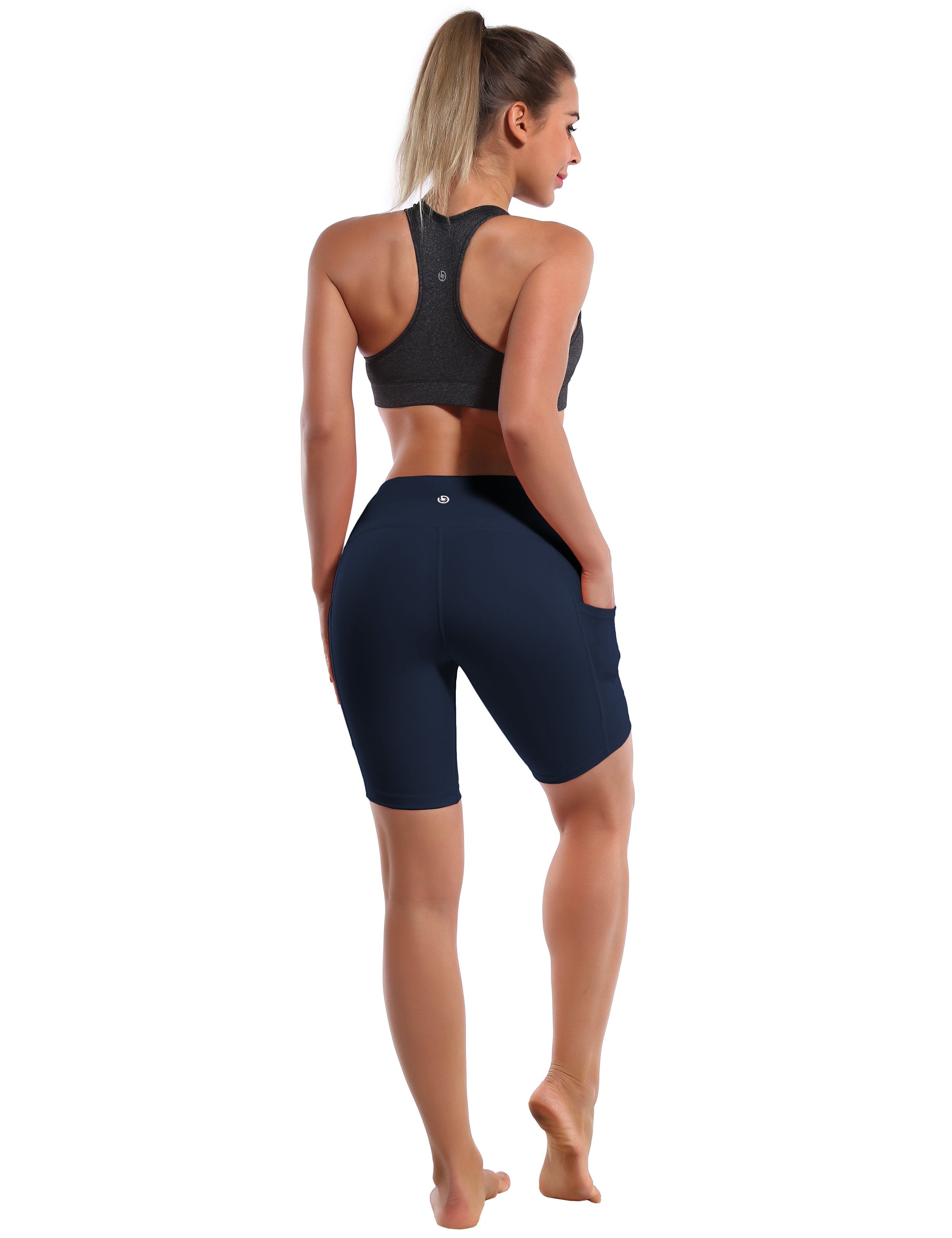 8" Side Pockets Gym Shorts darknavy Sleek, soft, smooth and totally comfortable: our newest style is here. Softest-ever fabric High elasticity High density 4-way stretch Fabric doesn't attract lint easily No see-through Moisture-wicking Machine wash 75% Nylon, 25% Spandex