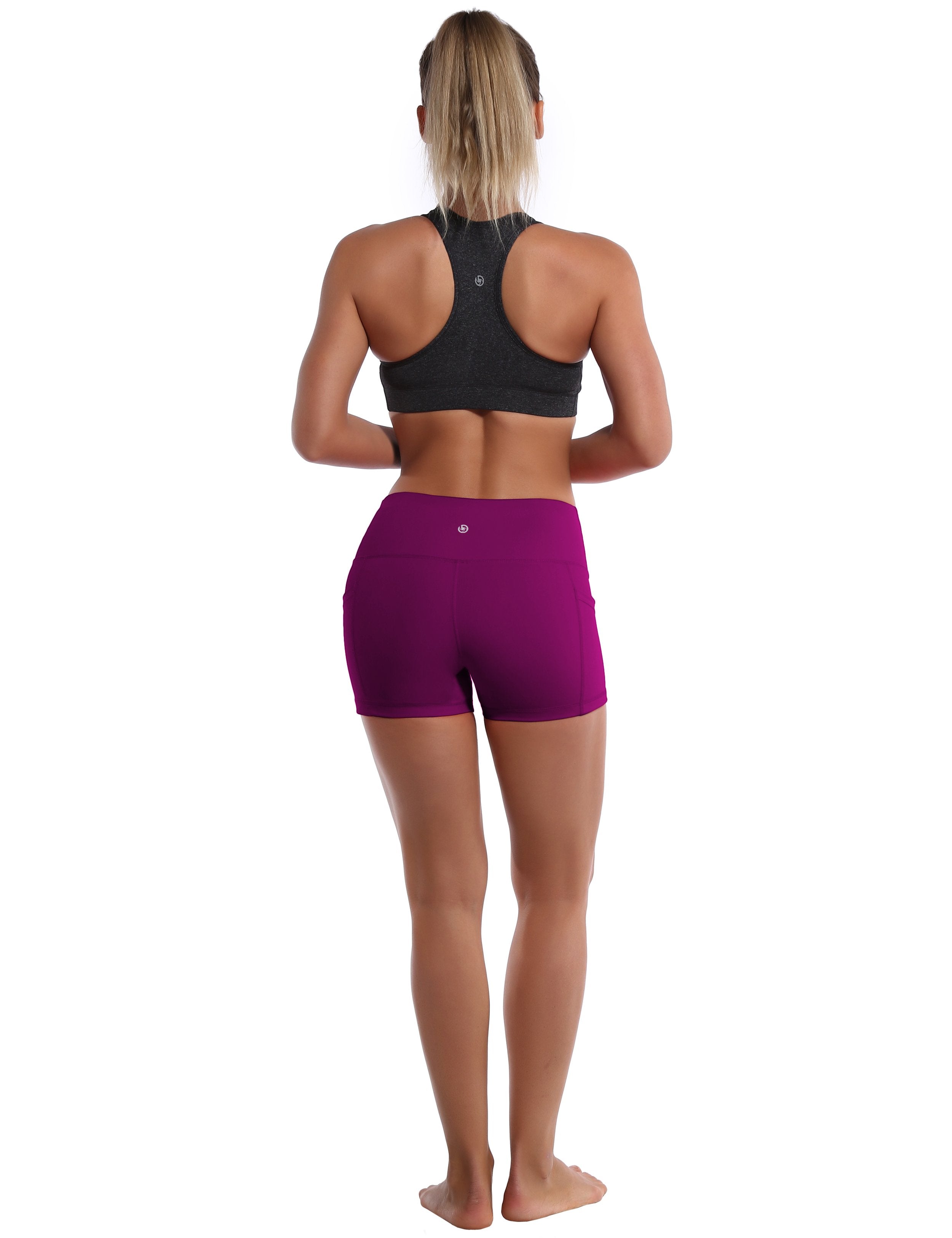 High Waist Side Pockets Running Pants plum ins_Running – bubblelime