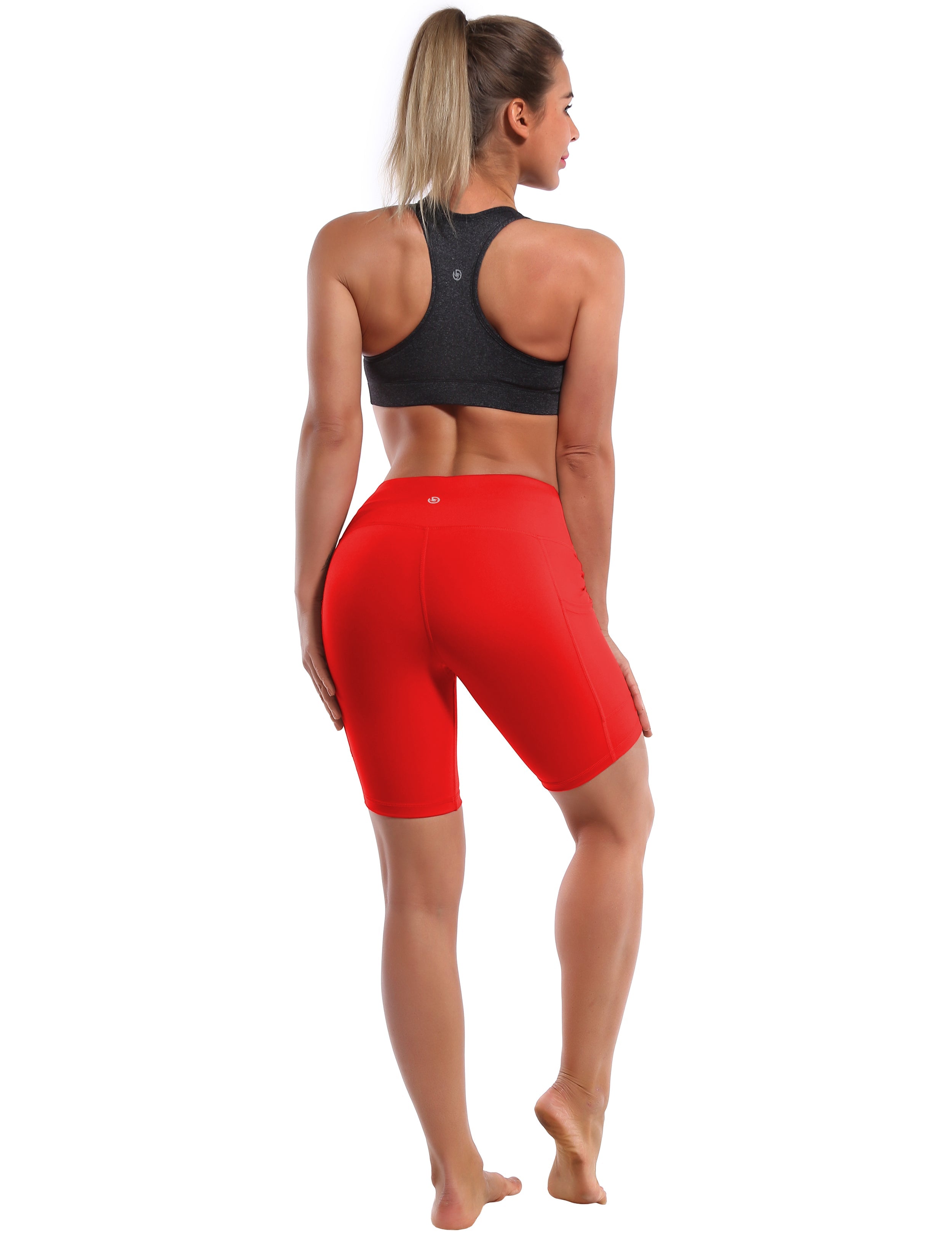 8" Side Pockets Gym Shorts scarlet Sleek, soft, smooth and totally comfortable: our newest style is here. Softest-ever fabric High elasticity High density 4-way stretch Fabric doesn't attract lint easily No see-through Moisture-wicking Machine wash 75% Nylon, 25% Spandex