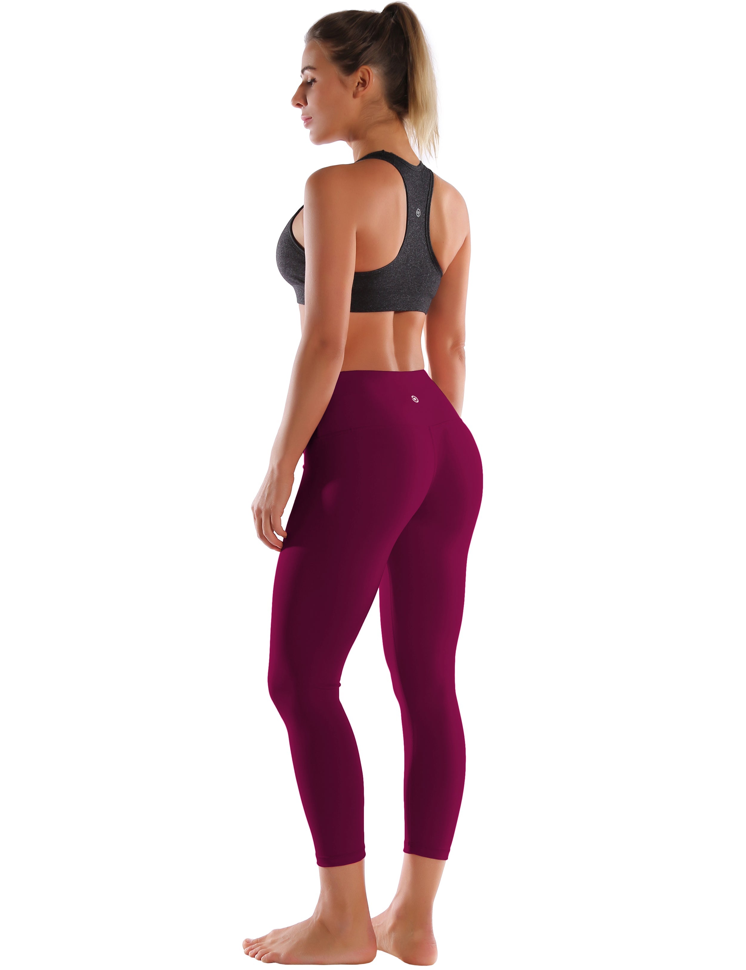 22" High Waist Crop Tight Capris grapevine 75%Nylon/25%Spandex Fabric doesn't attract lint easily 4-way stretch No see-through Moisture-wicking Tummy control Inner pocket