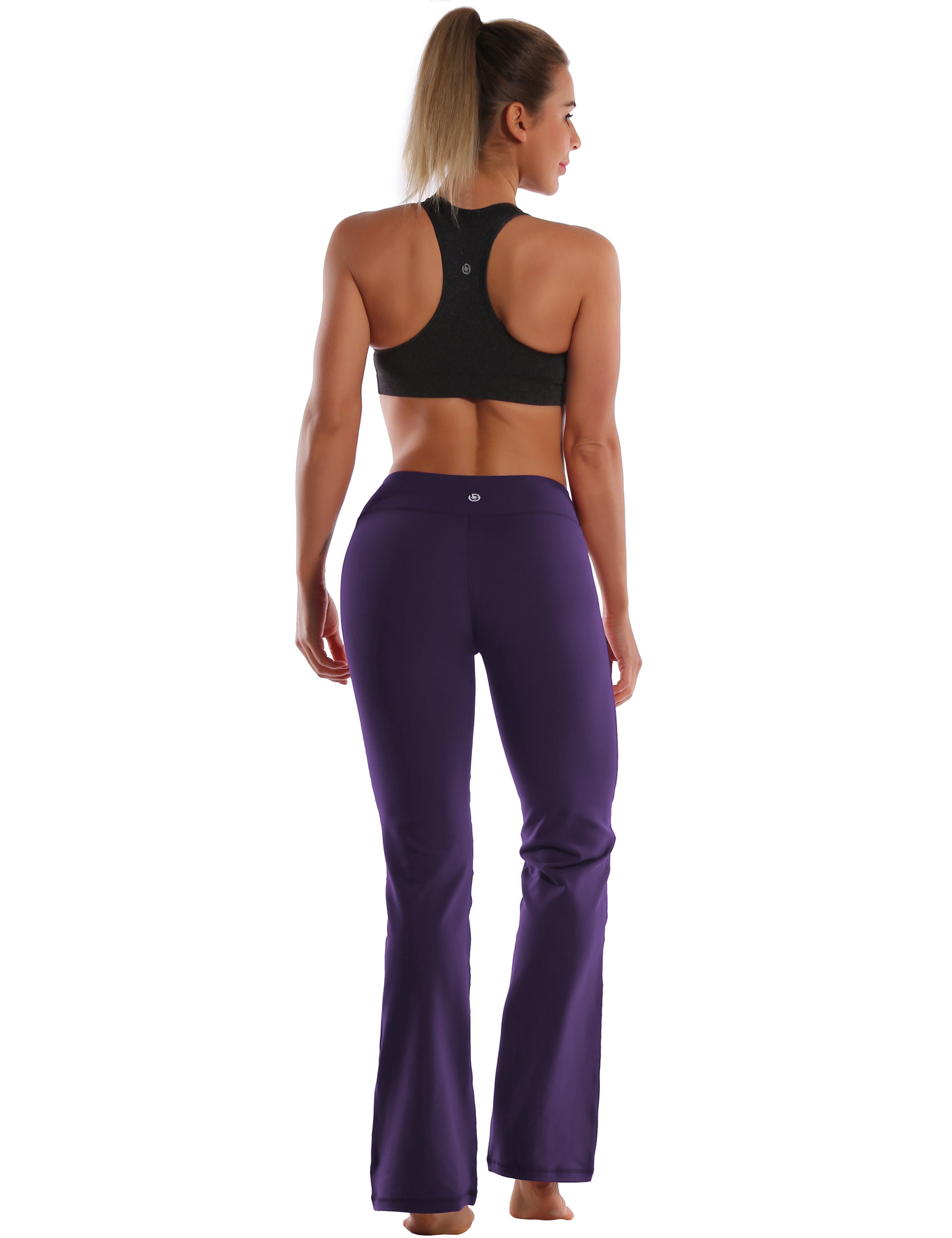 Cotton Nylon Bootcut Leggings darkpurple 87%Nylon/13%Spandex (Super soft, cotton feel , 280gsm) Fabric doesn't attract lint easily 4-way stretch No see-through Moisture-wicking Inner pocket Four lengths