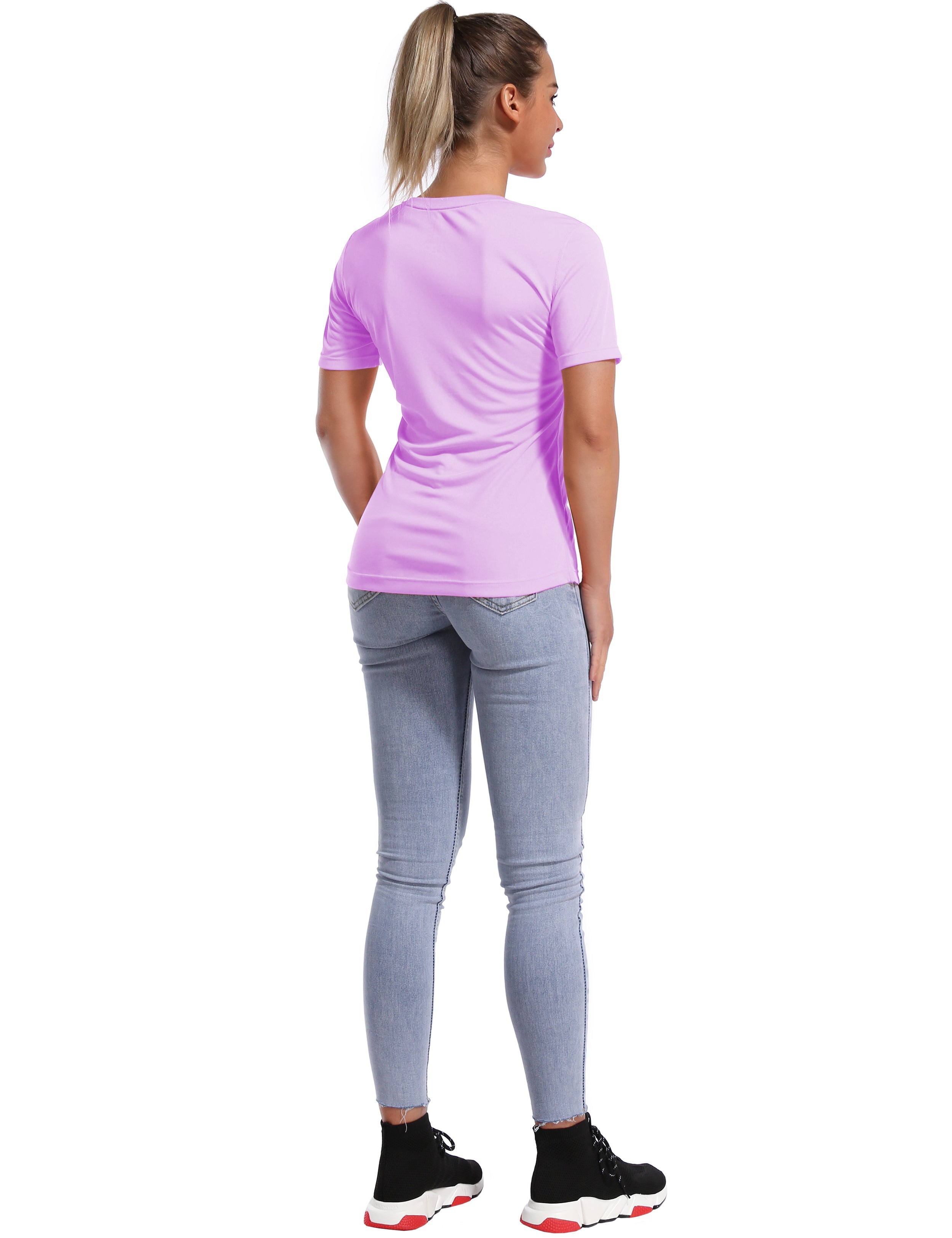 Short Sleeve Athletic Shirts purple_yoga