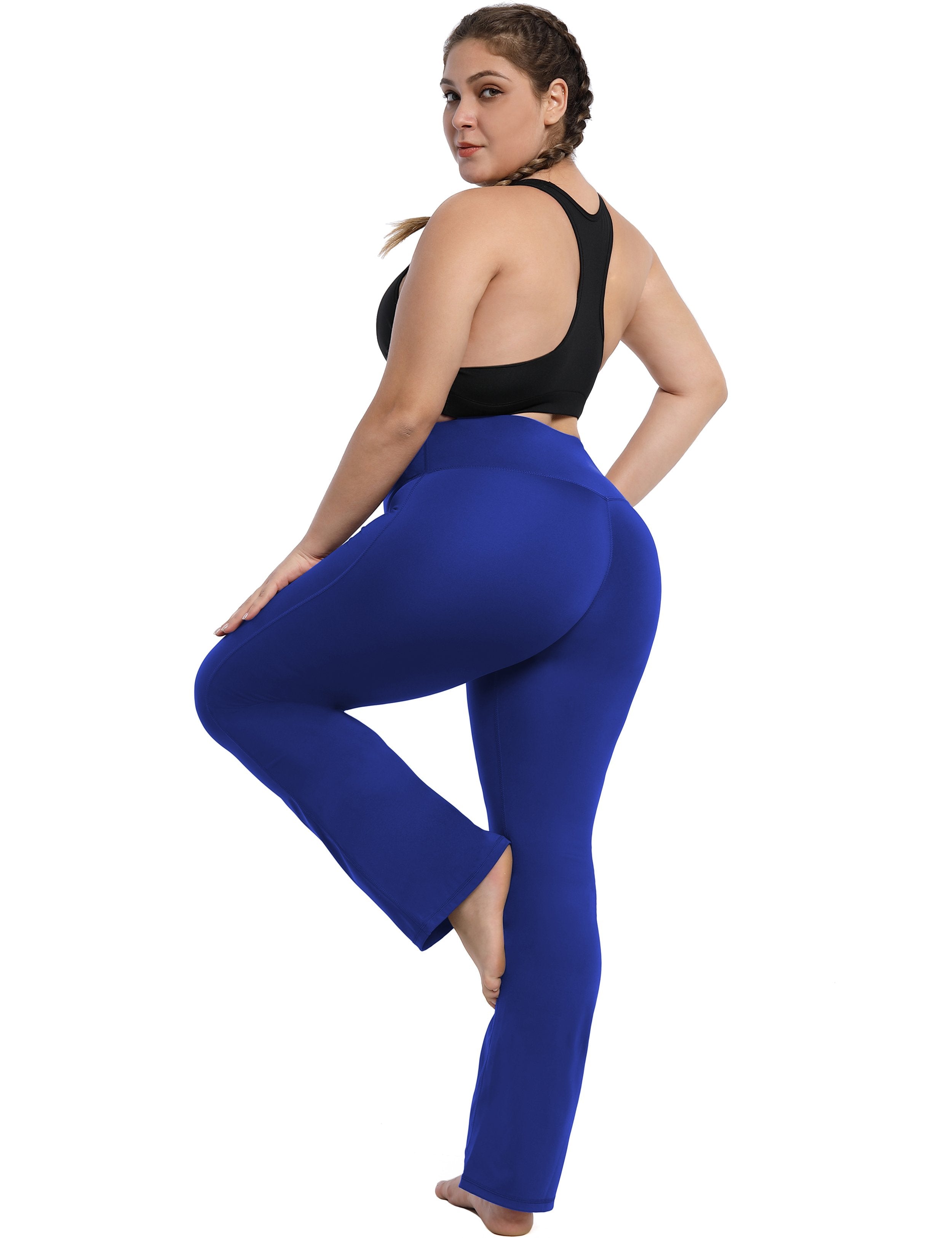 High Waist Bootcut Leggings Navy 75%Nylon/25%Spandex Fabric doesn't attract lint easily 4-way stretch No see-through Moisture-wicking Tummy control Inner pocket Five lengths