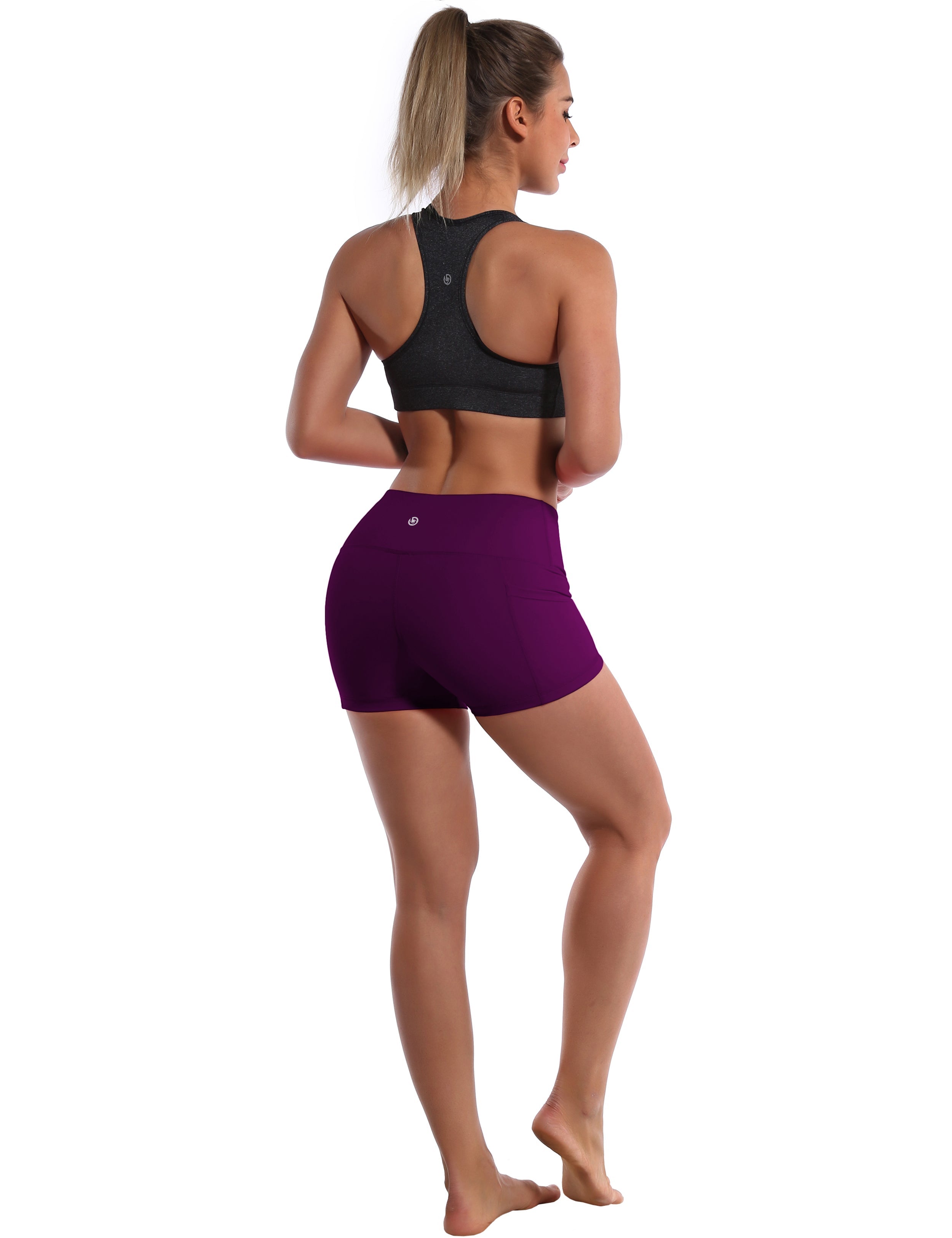 2.5" Side Pockets Gym Shorts plum Sleek, soft, smooth and totally comfortable: our newest sexy style is here. Softest-ever fabric High elasticity High density 4-way stretch Fabric doesn't attract lint easily No see-through Moisture-wicking Machine wash 78% Polyester, 22% Spandex