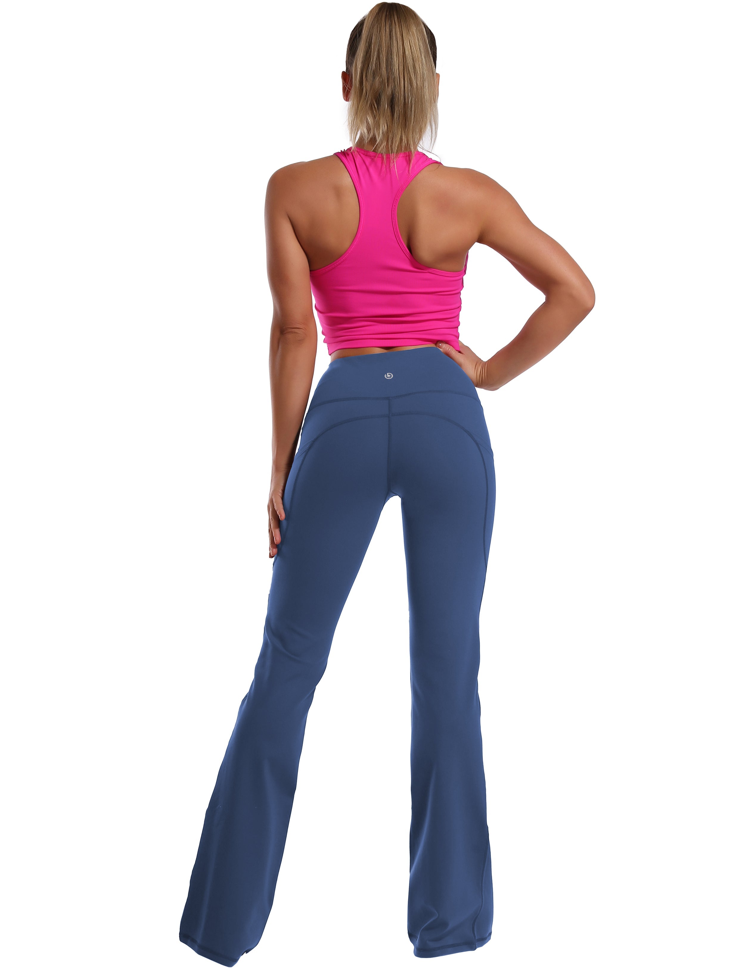 139 Side Pockets Bootcut Leggings purplishblue 87%Nylon/13%Spandex Fabric doesn't attract lint easily 4-way stretch No see-through Moisture-wicking Tummy control Inner pocket Four lengths