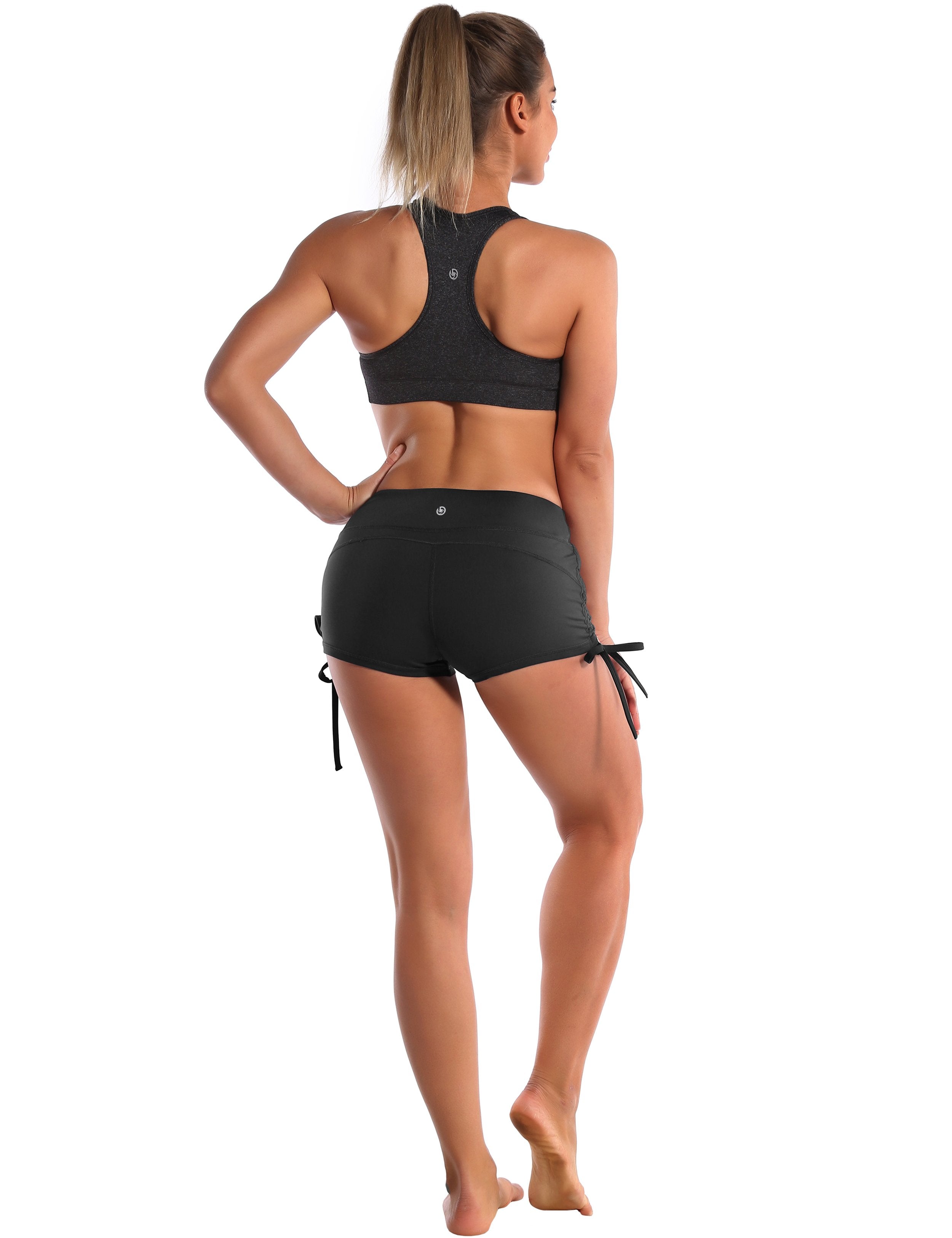 Side Drawstring Hot Shorts black ins_Gym