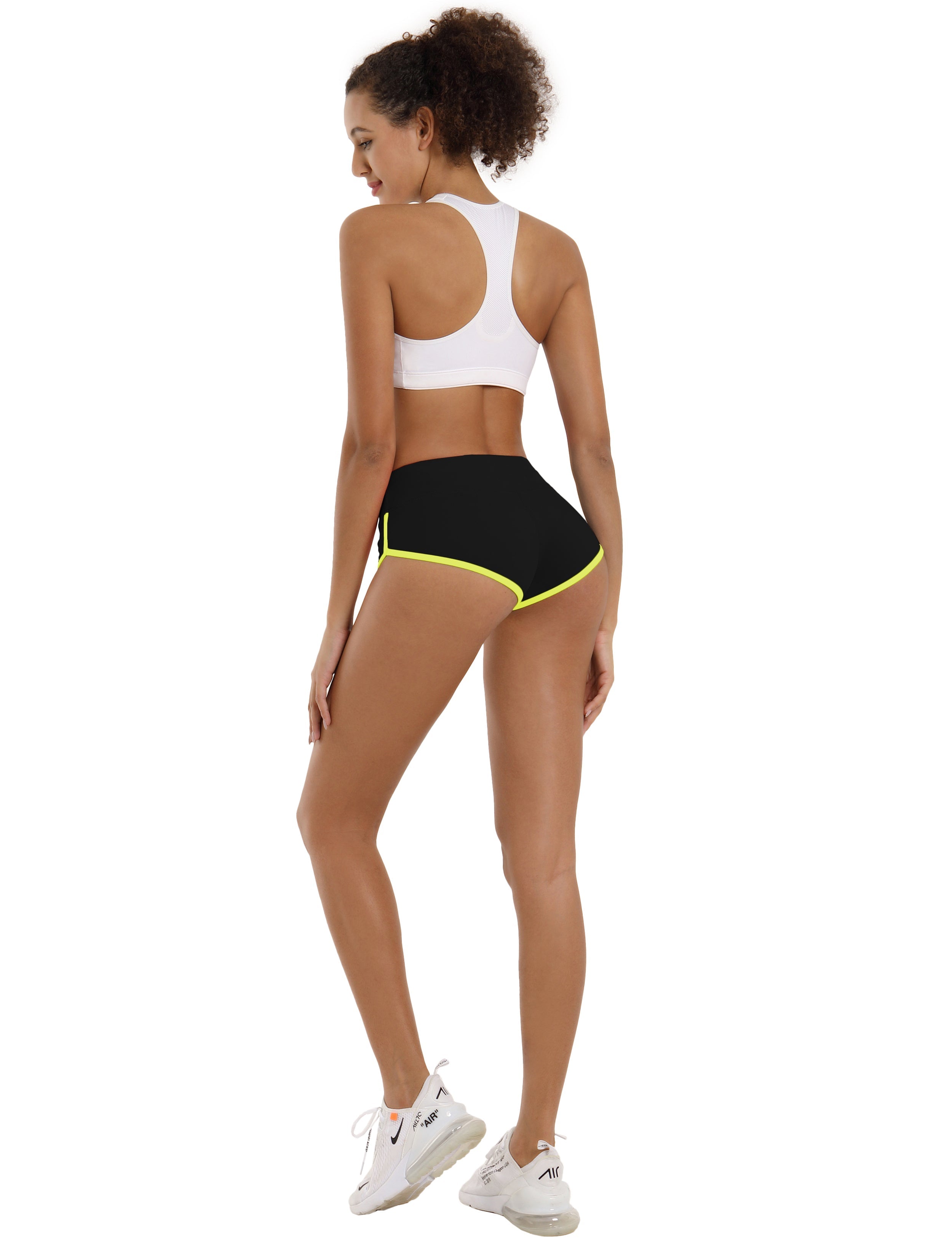 Sexy Booty yogastudio Shorts black_fluorescentyellow Sleek, soft, smooth and totally comfortable: our newest sexy style is here. Softest-ever fabric High elasticity High density 4-way stretch Fabric doesn't attract lint easily No see-through Moisture-wicking Machine wash 75%Nylon/25%Spandex